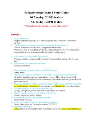 Pathophysiology exam 1 lecture notes - Define pathophysiologyDescribe 5 ...