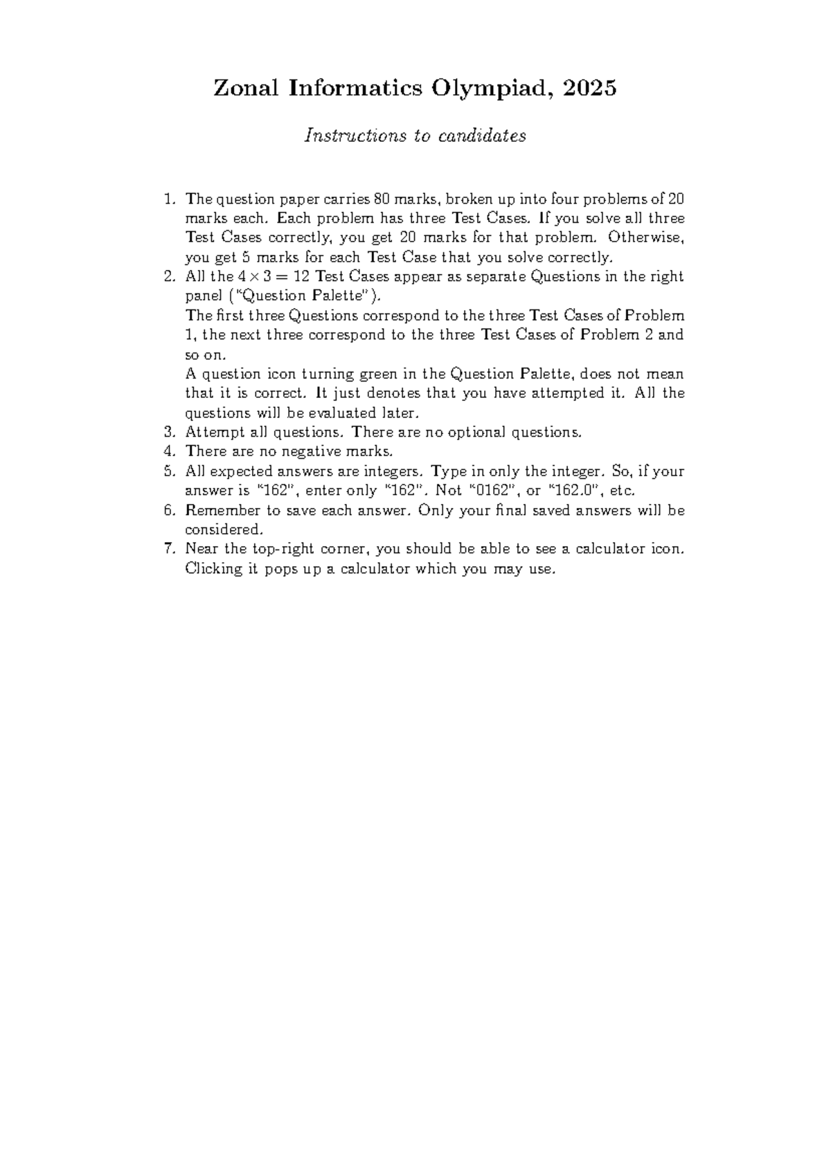 ZIO 2025: Instructions & Problem Statements for Candidates - Studocu
