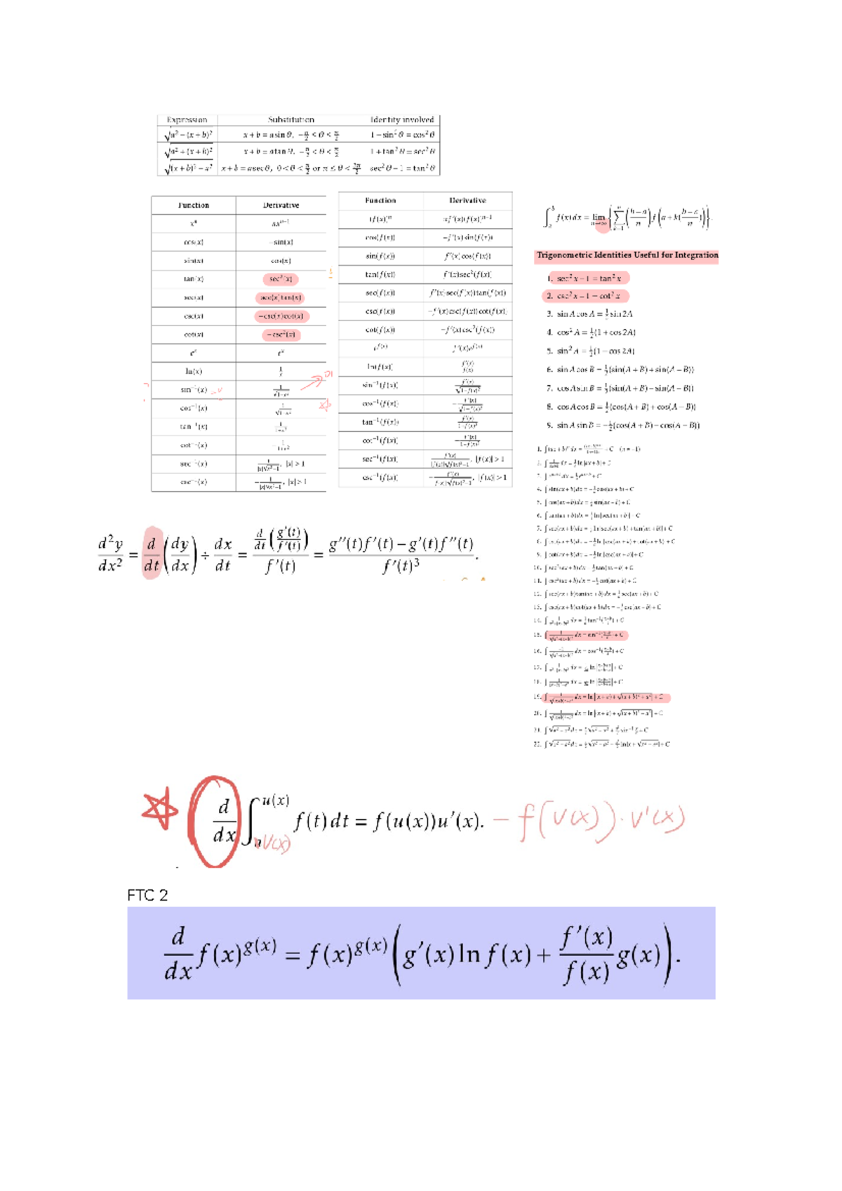 Mid notes - cheat sheet - MA1521 - FTC - Studocu