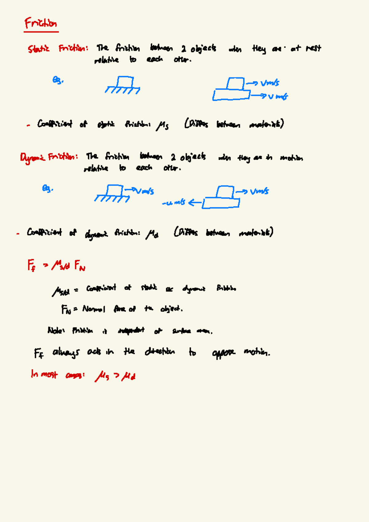 Physics - Static and Dynamic Friction Concepts and Calculations - Studocu
