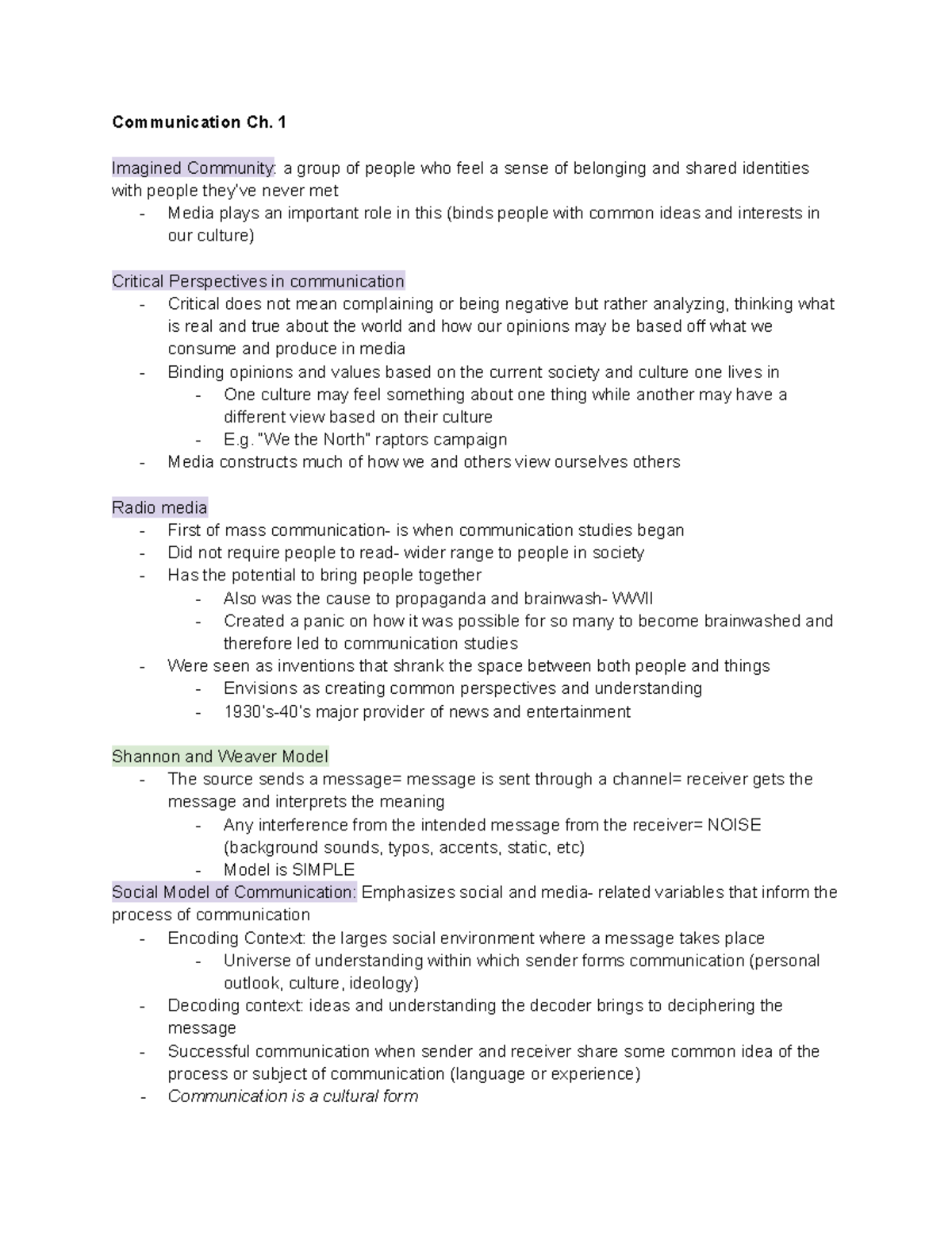Communication 101: Key Concepts from Chapters 1-10 - Studocu
