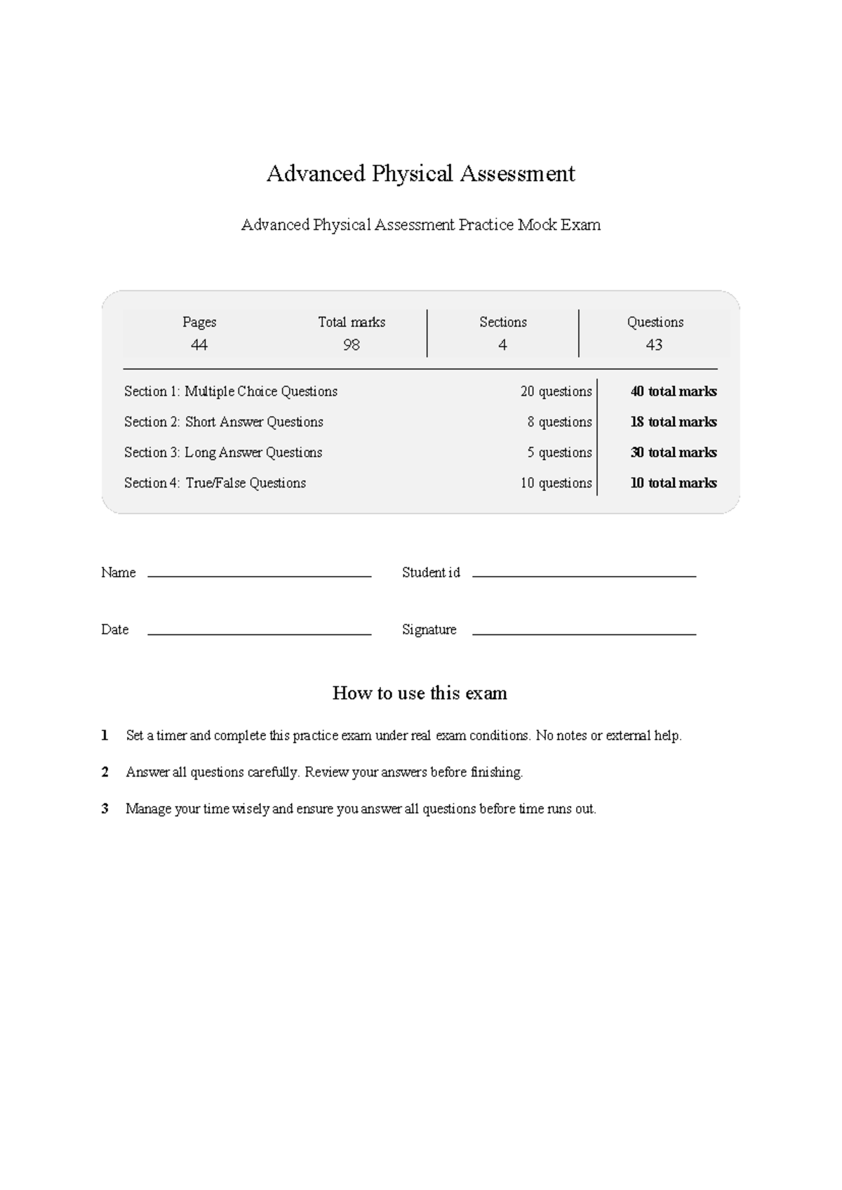 Advanced Physical Assessment mock exam - top-rated 2026 feb - Advanced ...