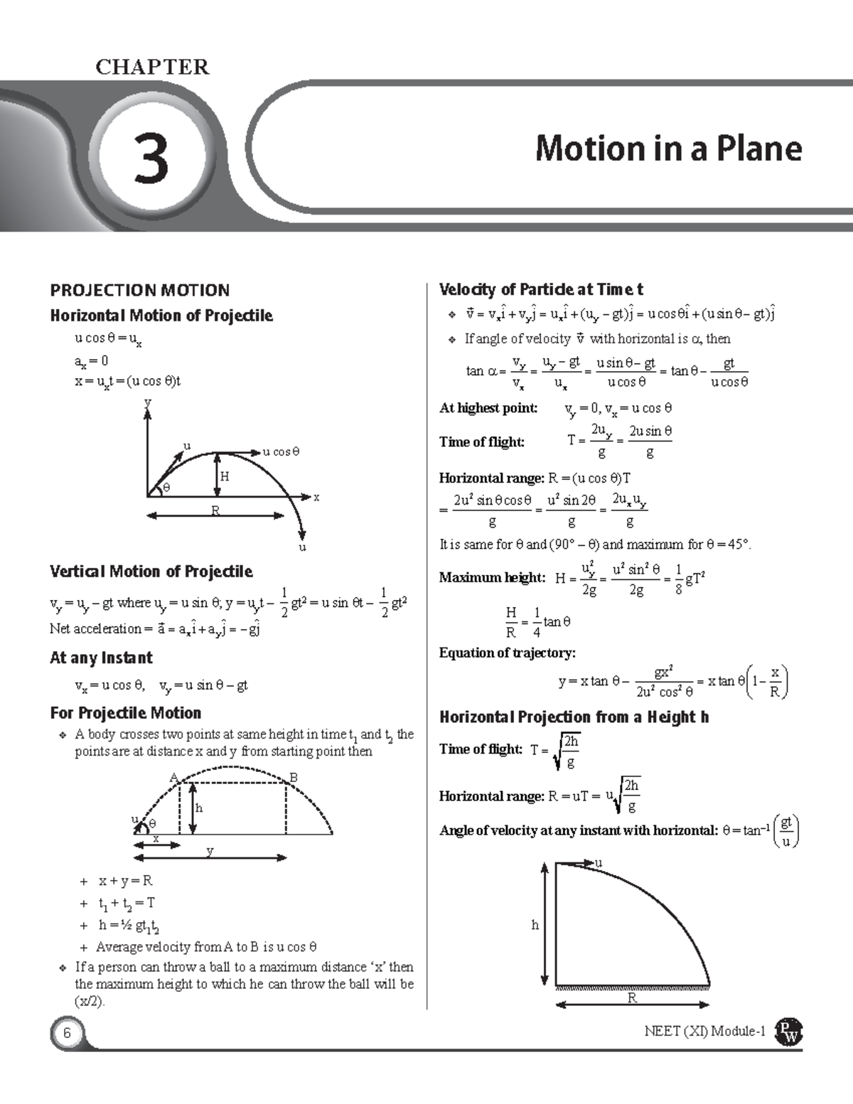 03 Motion in a Plane - Projectile Motion Concepts and Equations - Studocu