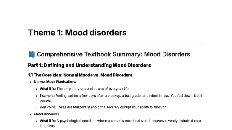 Abnormal Psych LU4: Comprehensive Summary of Mood Disorders - Studocu