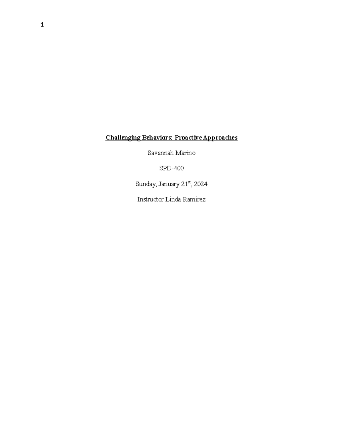 SPD400 T1 Essay - Proactive Approaches to Addressing Challenging ...