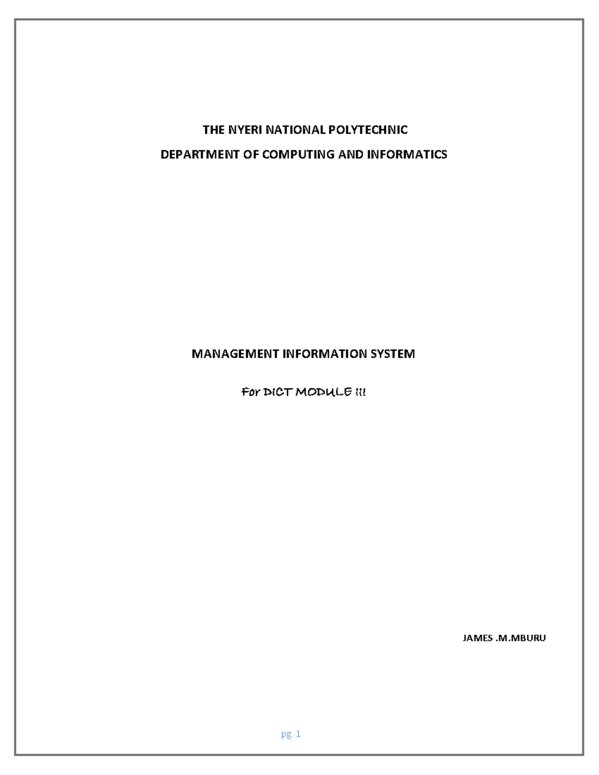 Management Information Systems Overview for DICT Module III - Studocu