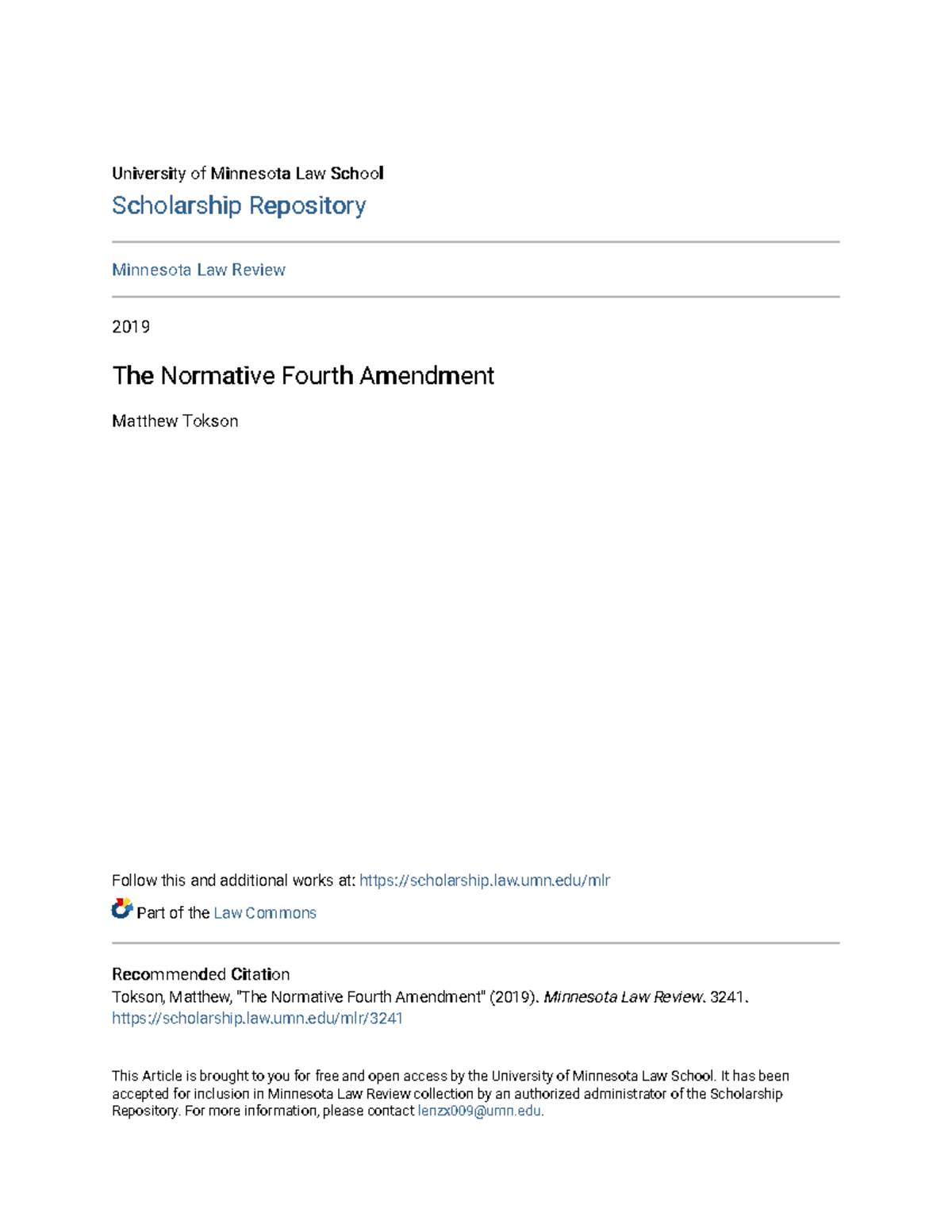 Normative Fourth Amendment: A New Balancing Test for Privacy Rights ...