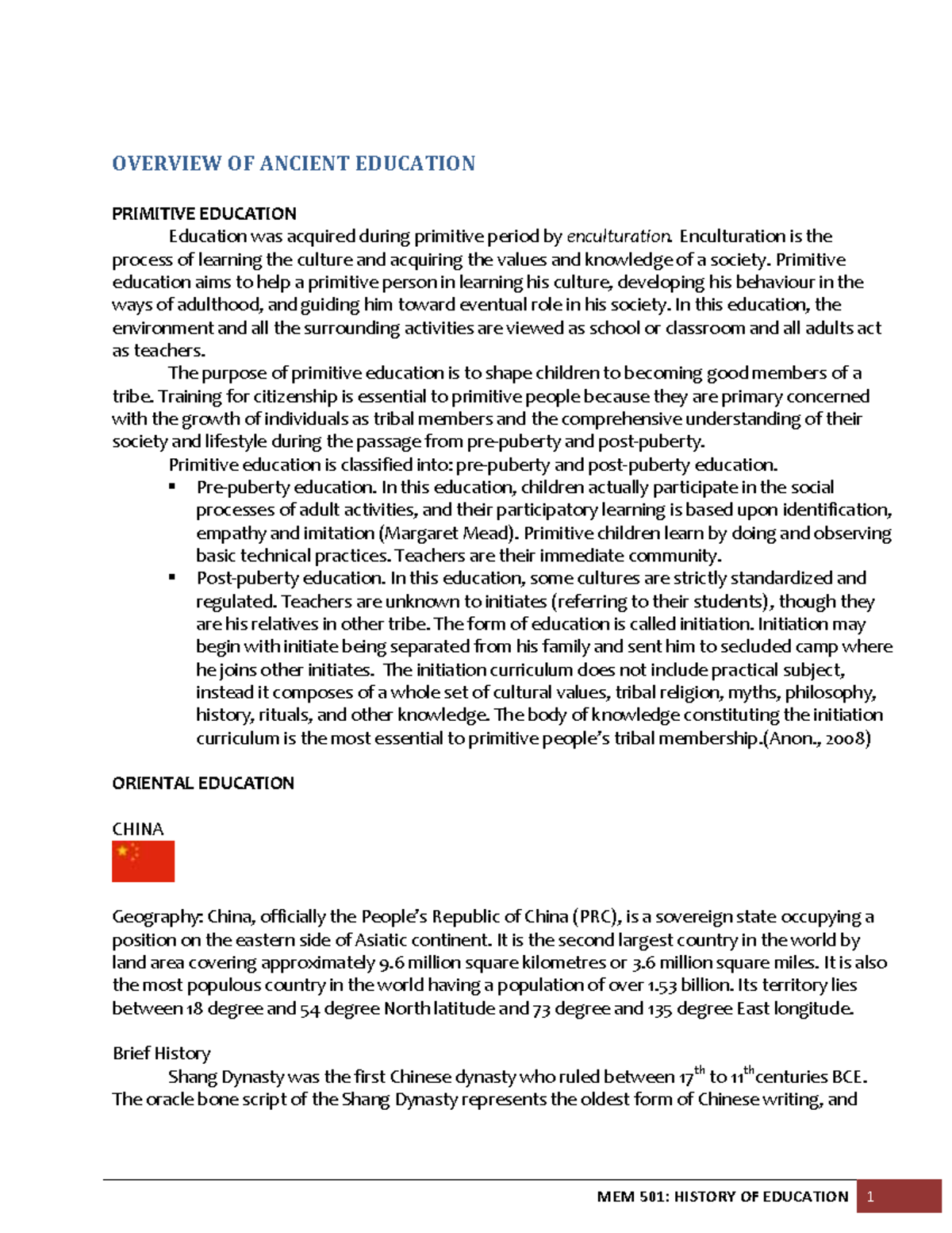 Primitive Education Overview and Insights: A Reviewer - Studocu