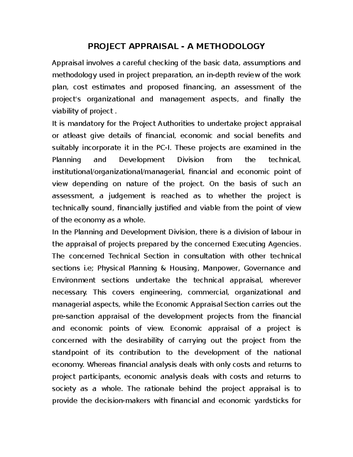 Project Appraisal - Lecture Notes (Final Exam Prep) - Studocu