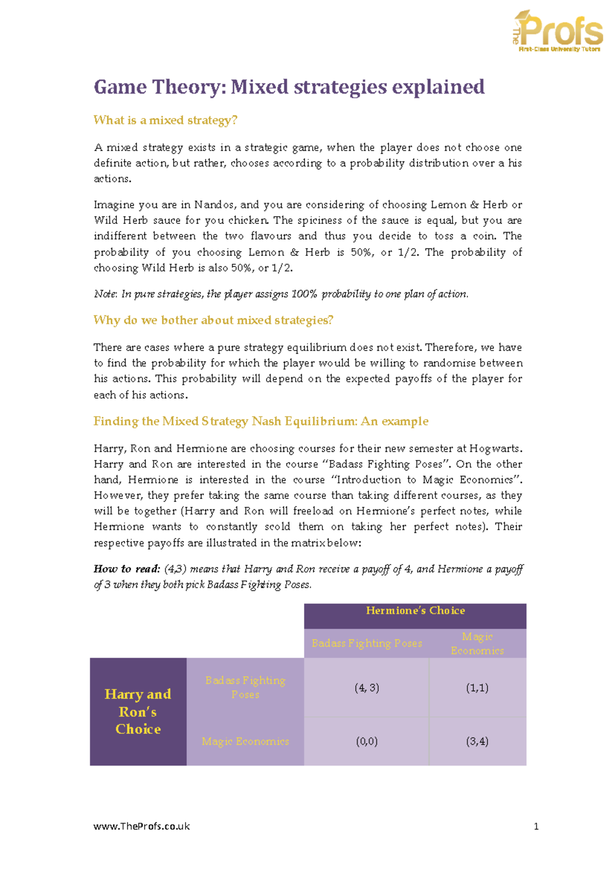 Mixed Strategy Game Theory Examples: Understanding Nash Equilibrium ...