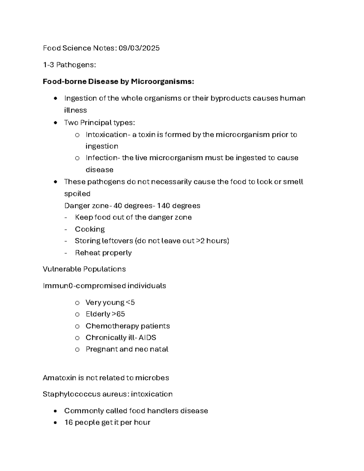 Food Science Notes: Pathogens & Safety Guidelines (FS 101) - Studocu