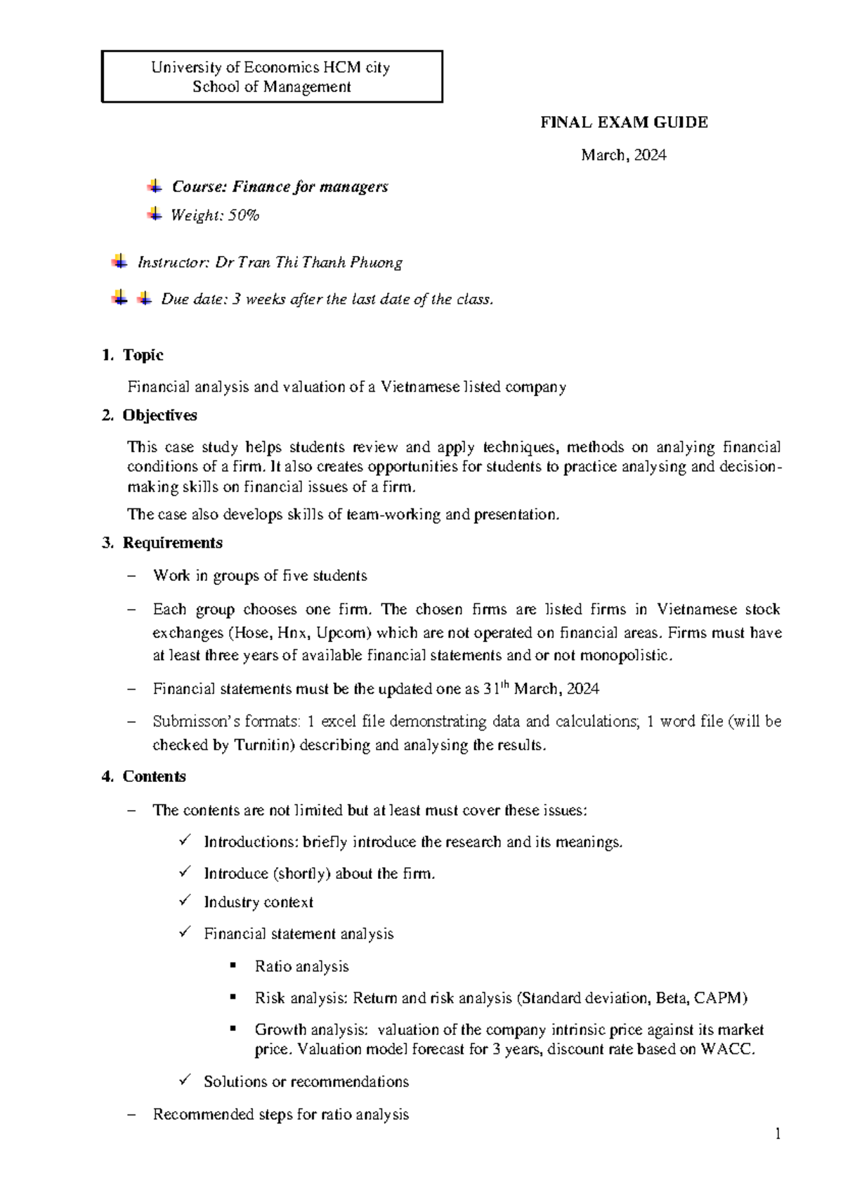 FINAL EXAM GUIDE: Finance for Managers - Case Study Analysis 2024 - Studocu