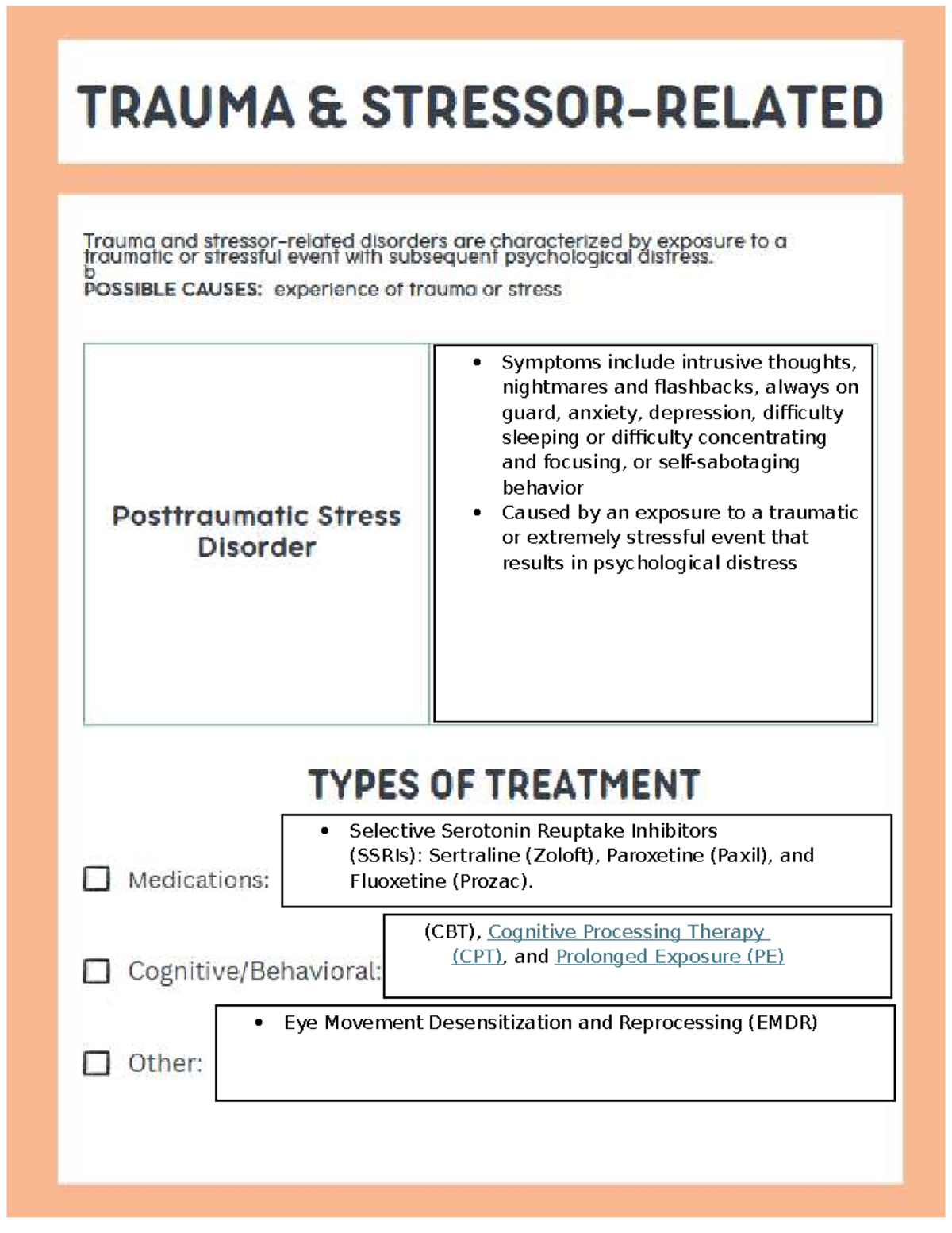 OCD and PTSD Workbook: SSRIs, CBT, CPT, and EMDR Techniques - Studocu
