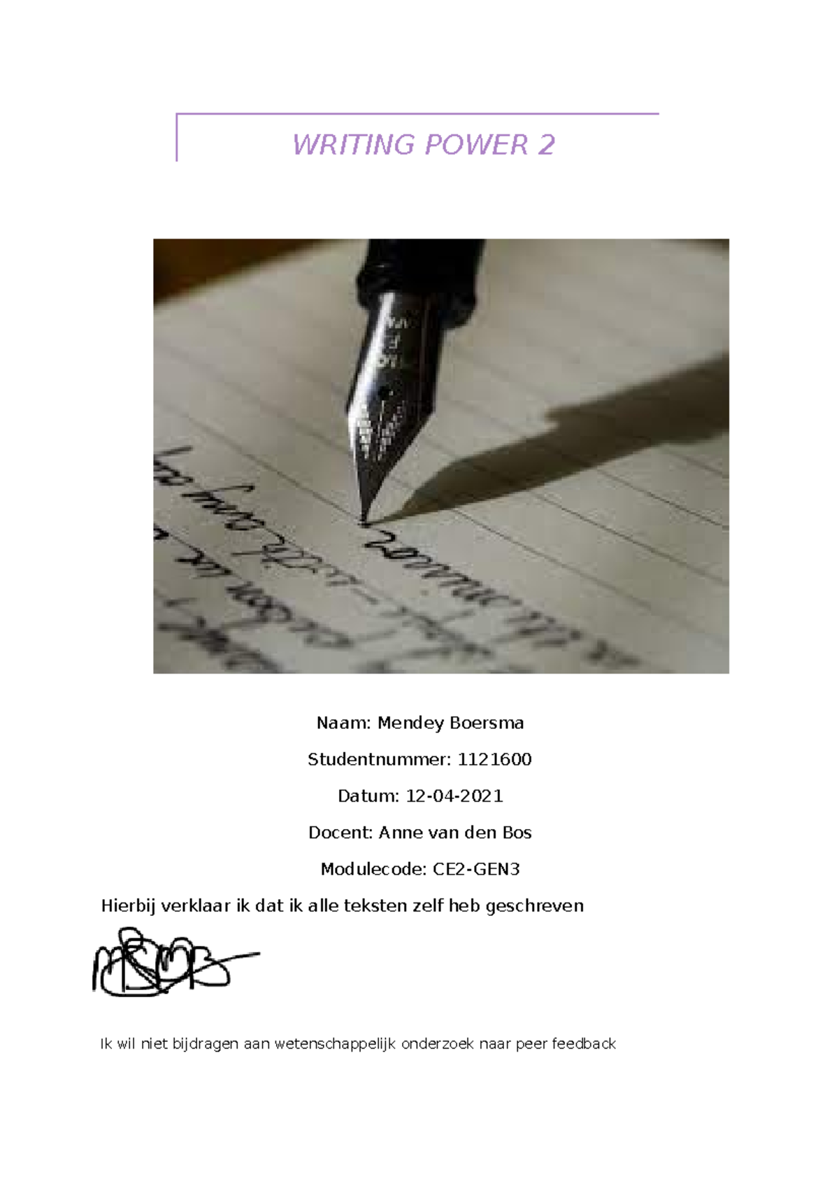 Writing Power 2 - CE2-GEN: Feedback and Reflections on Essay Drafts ...