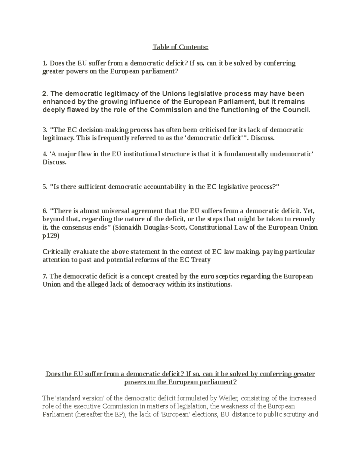 Essays on EC Law: Democratic Deficit in the EU Legislative Process ...