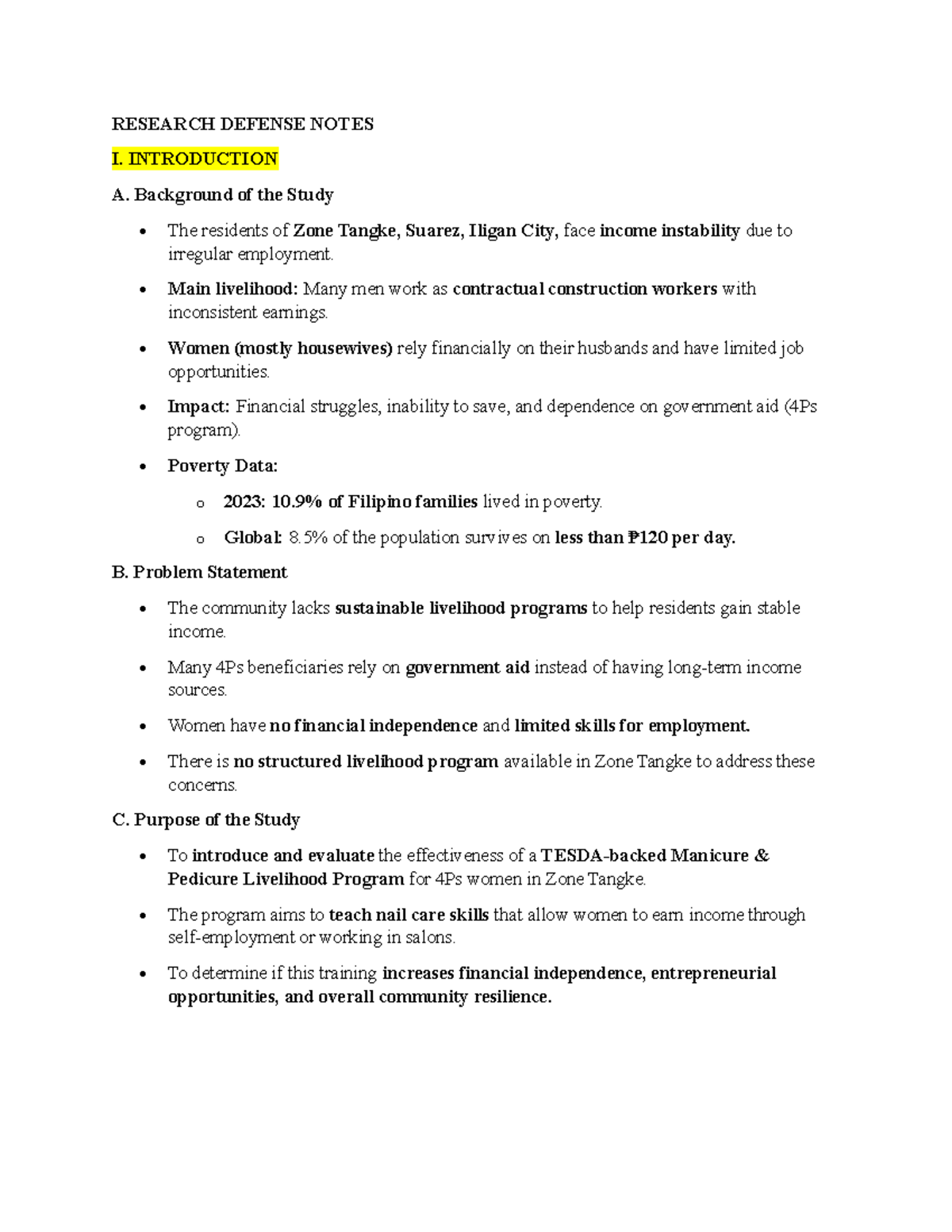 Research Defense Notes - RESEARCH DEFENSE NOTES I. INTRODUCTION A ...