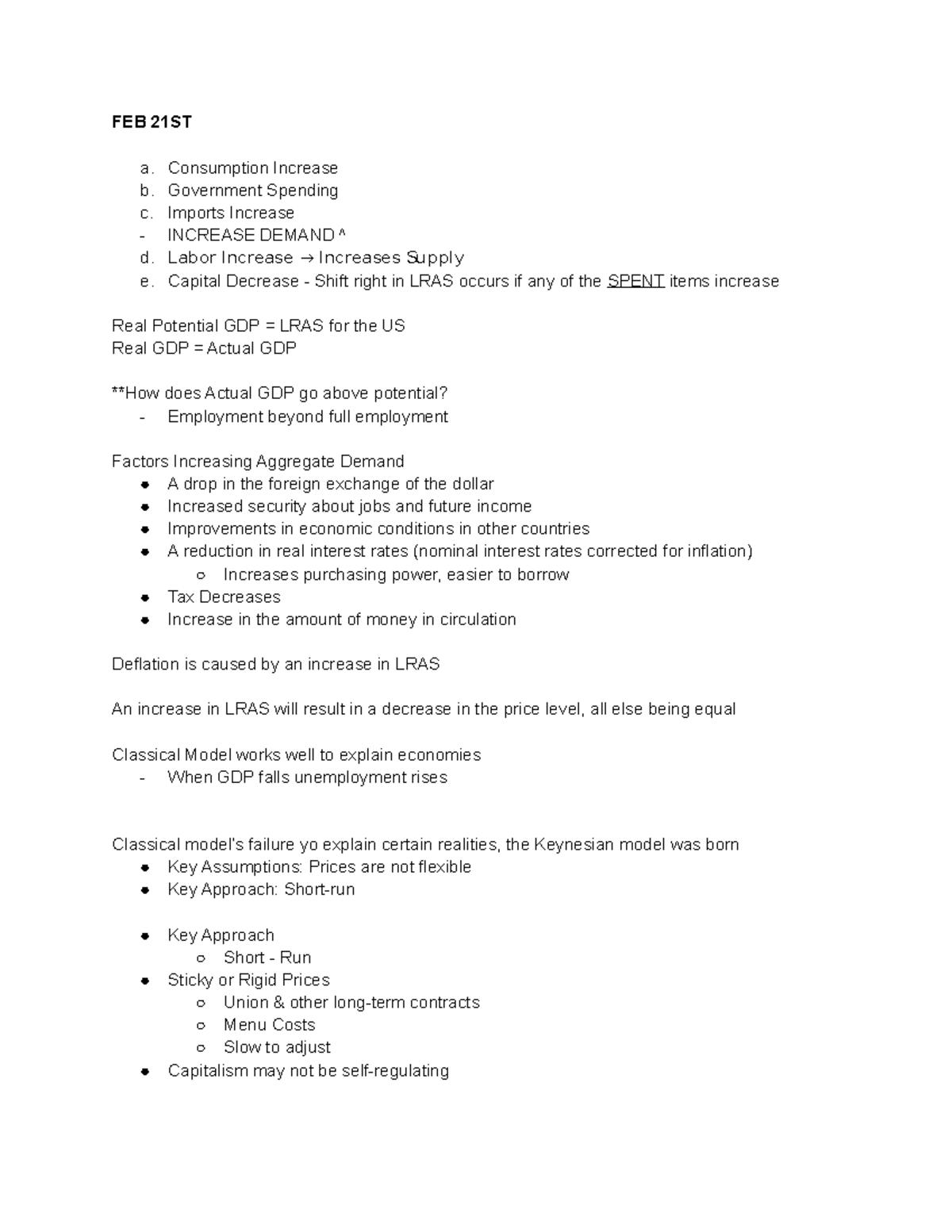 ECON 202: Exam 2 Study Notes on Aggregate Demand & Supply - Studocu