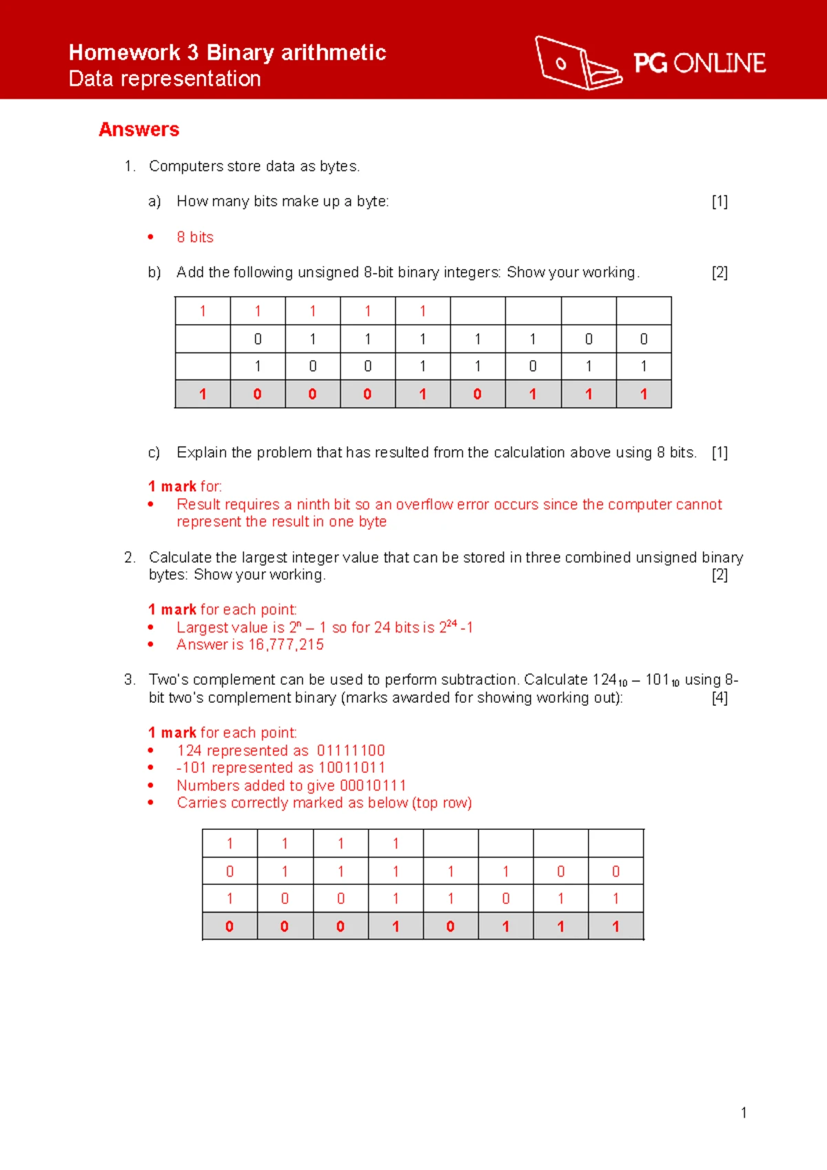Data Representation Worksheet 1 - Solutions on Number Systems - Studocu