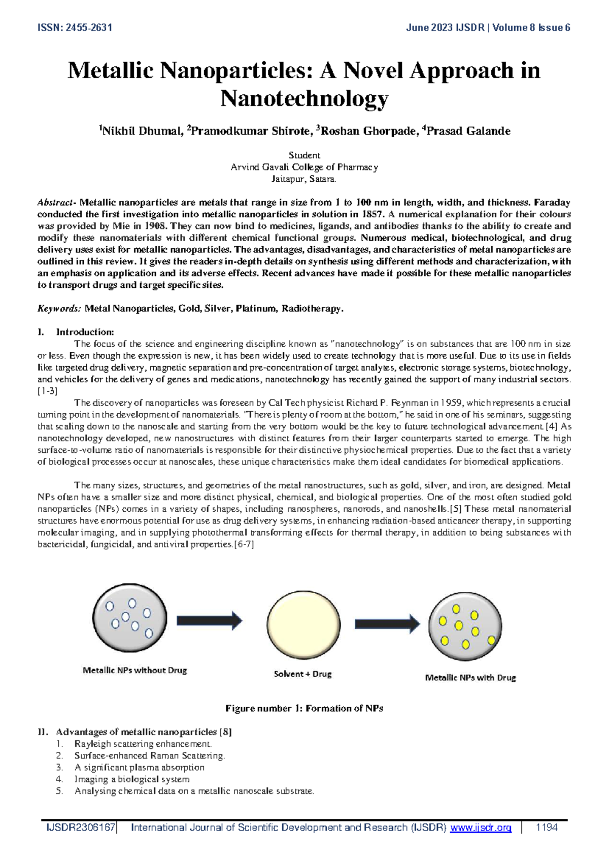 Metallic Nanoparticles: Advances and Applications in Nanotechnology ...