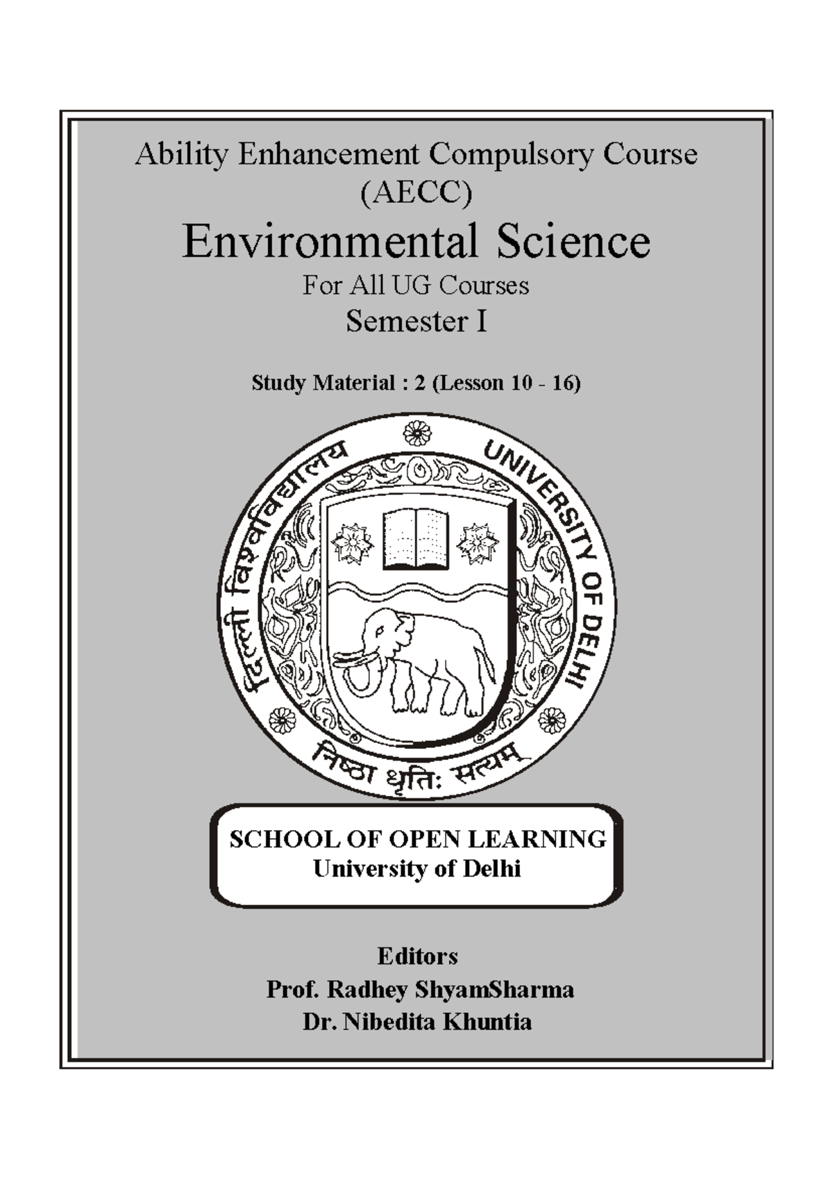 AECC 101 - Environmental Science Study Material 2 (Lessons 10-16) - Studocu