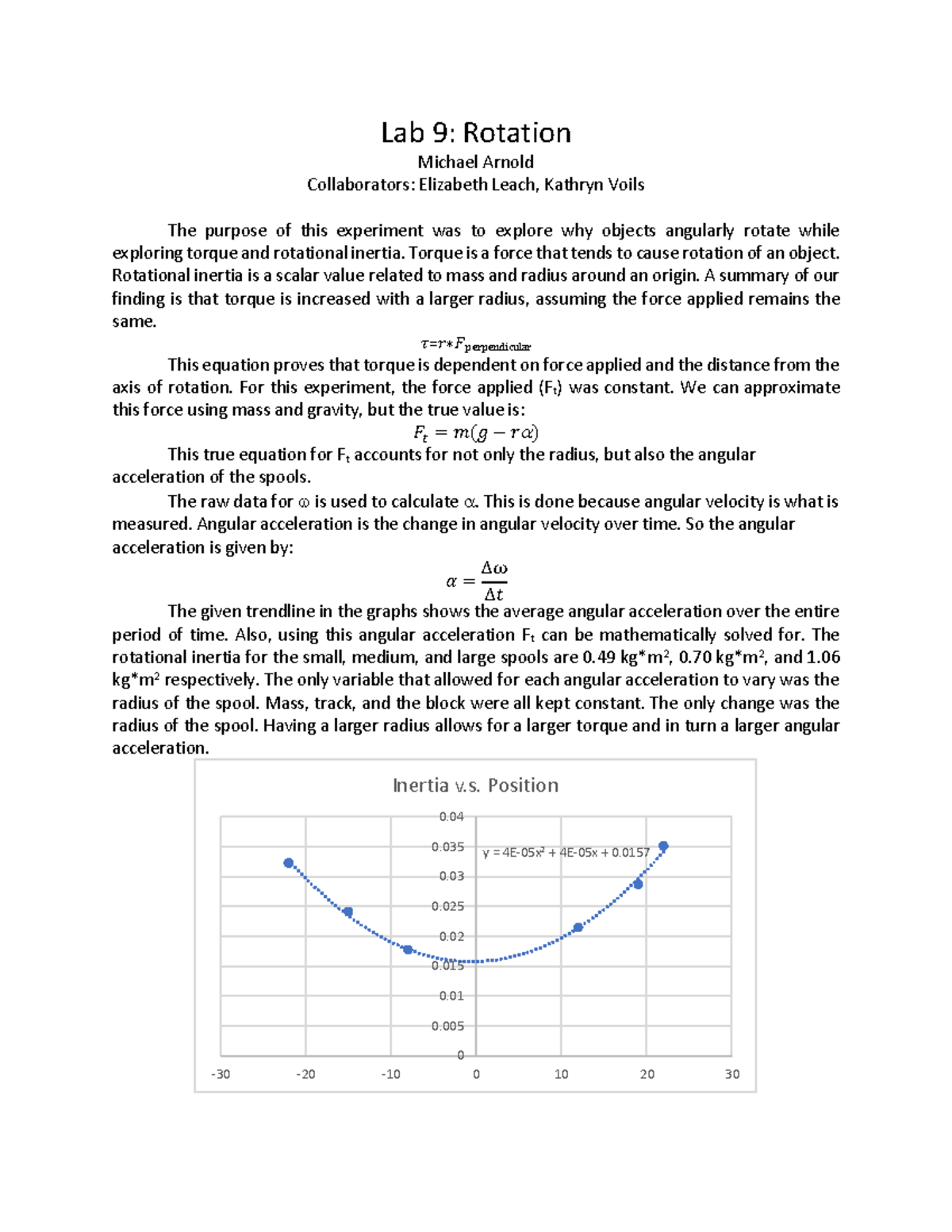 PHY 211 Lab 9: Exploring Torque and Rotational Inertia - Studocu