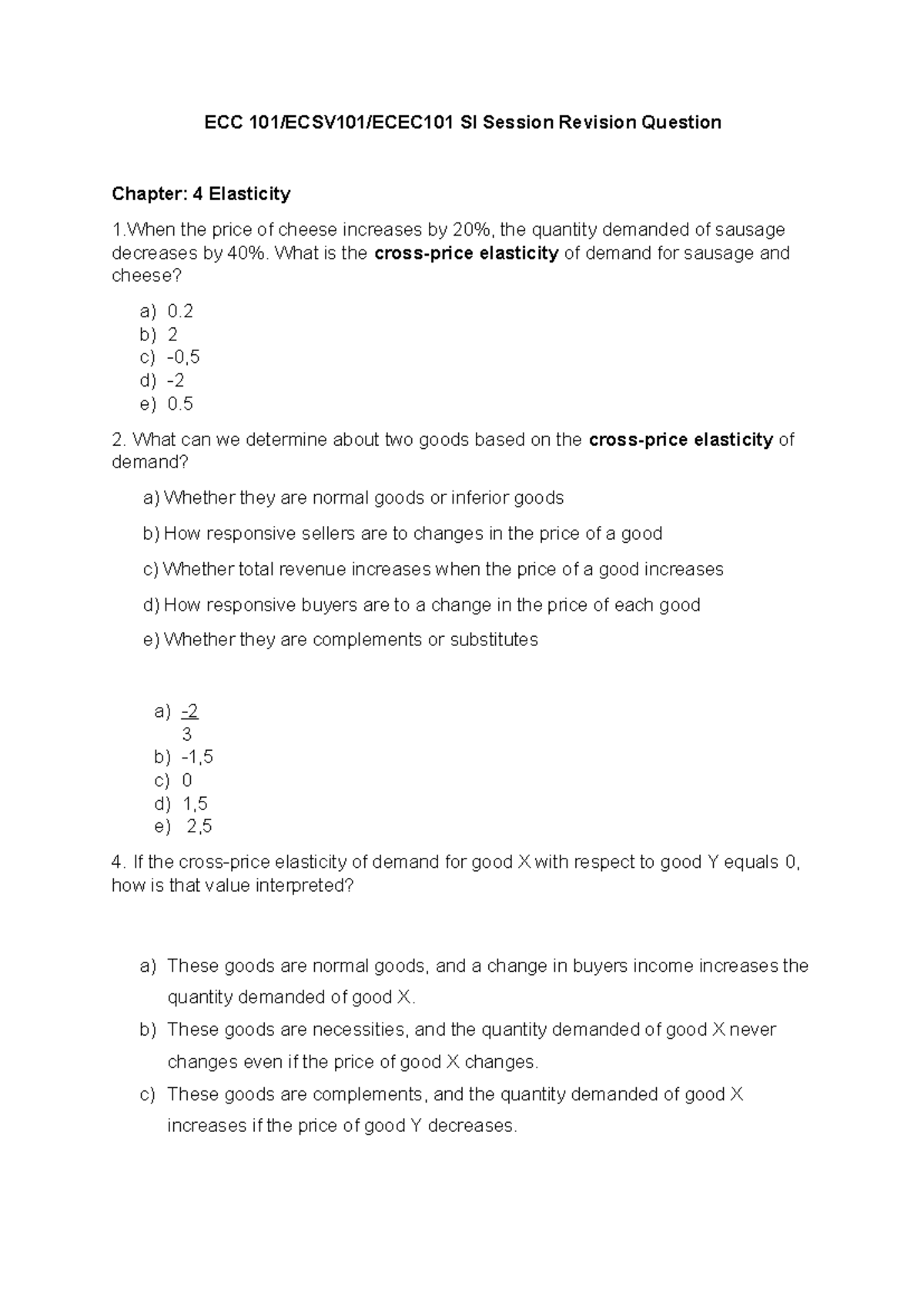 ECC 101/ECSV101/ECEC101 SI Revision Questions for Semester Test 2 - Studocu
