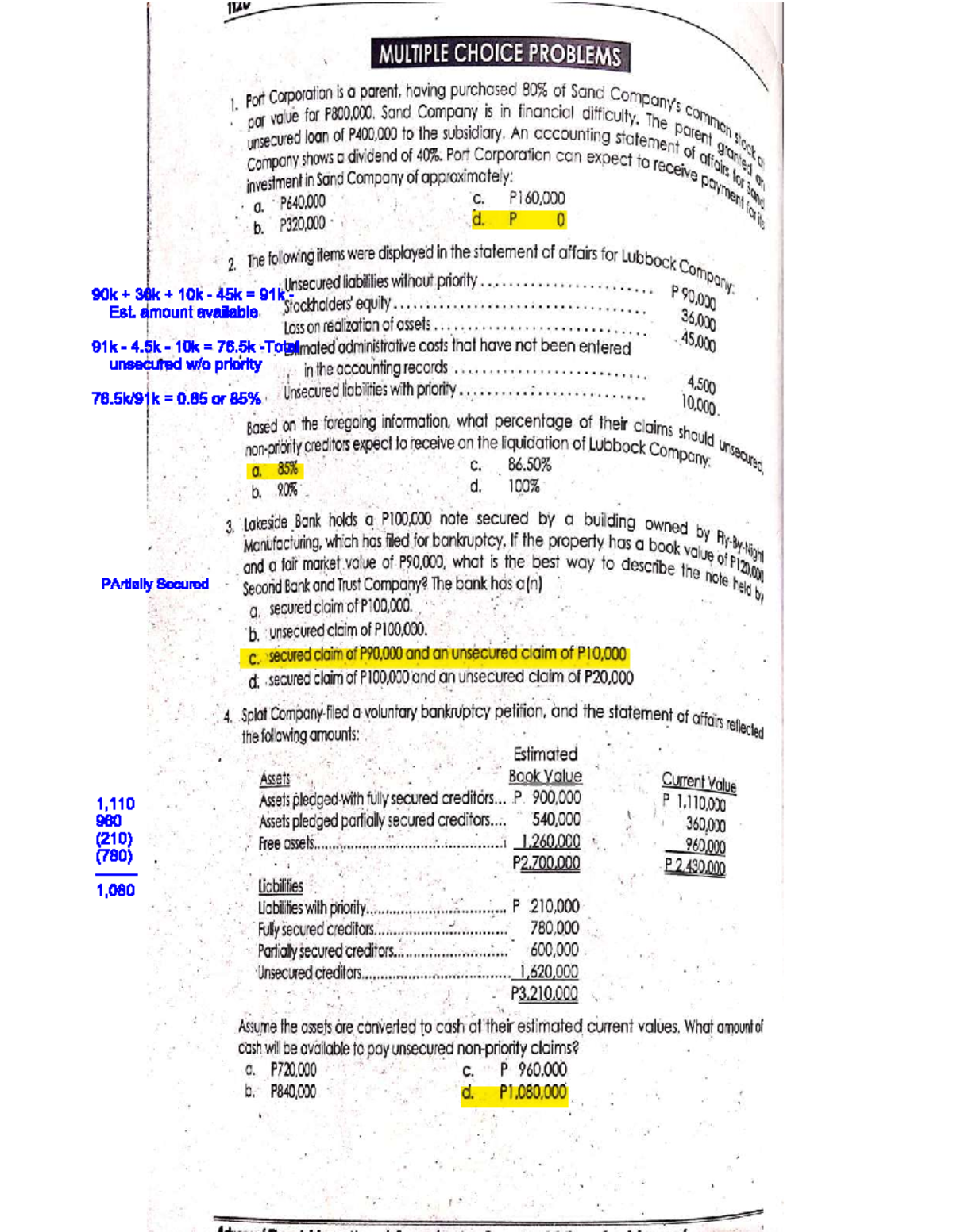 1120 MULTIPLE CHOICE PROBLEMS IN ADVANCED FINANCIAL ACCOUNTING - Studocu
