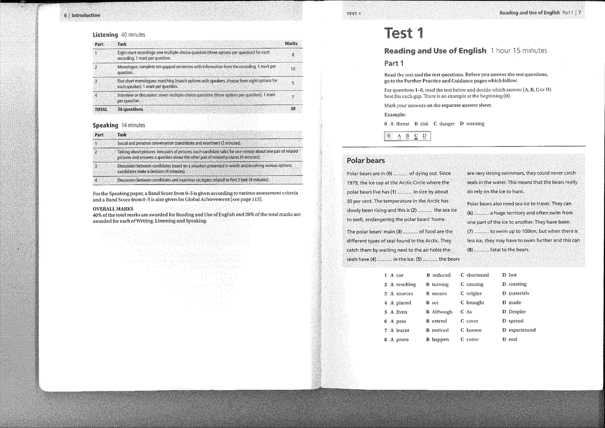 FCE TEST 1: Reading, Listening, and Use of English Preparation Guide ...