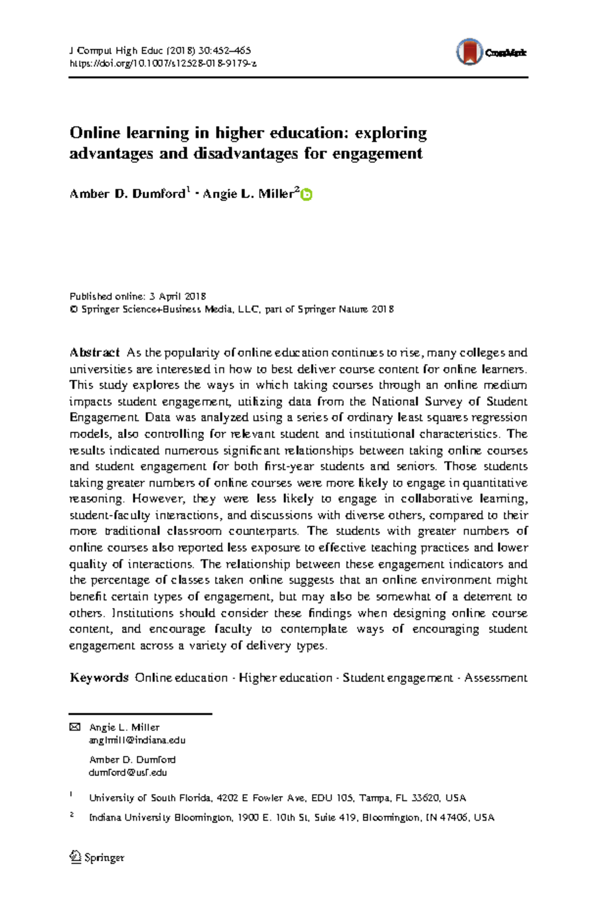 Online Learning in Higher Education: Examining Engagement Factors ...