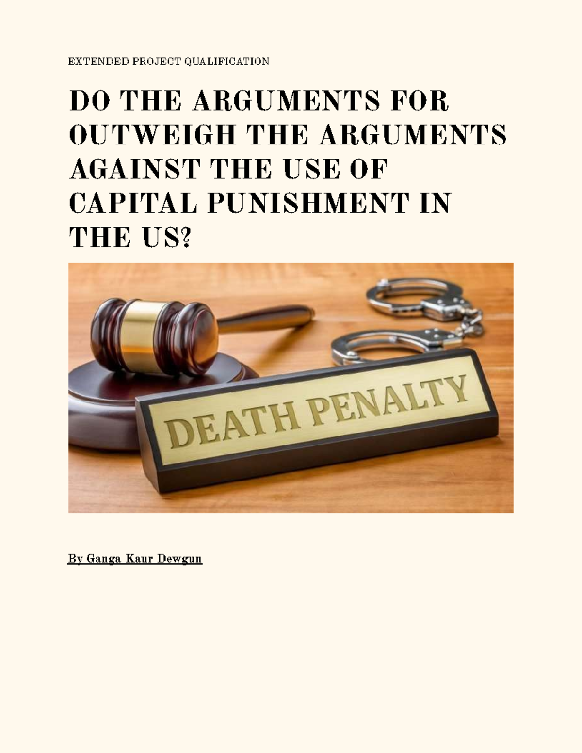 Extended Project Qualification: Analyzing Capital Punishment Pros ...