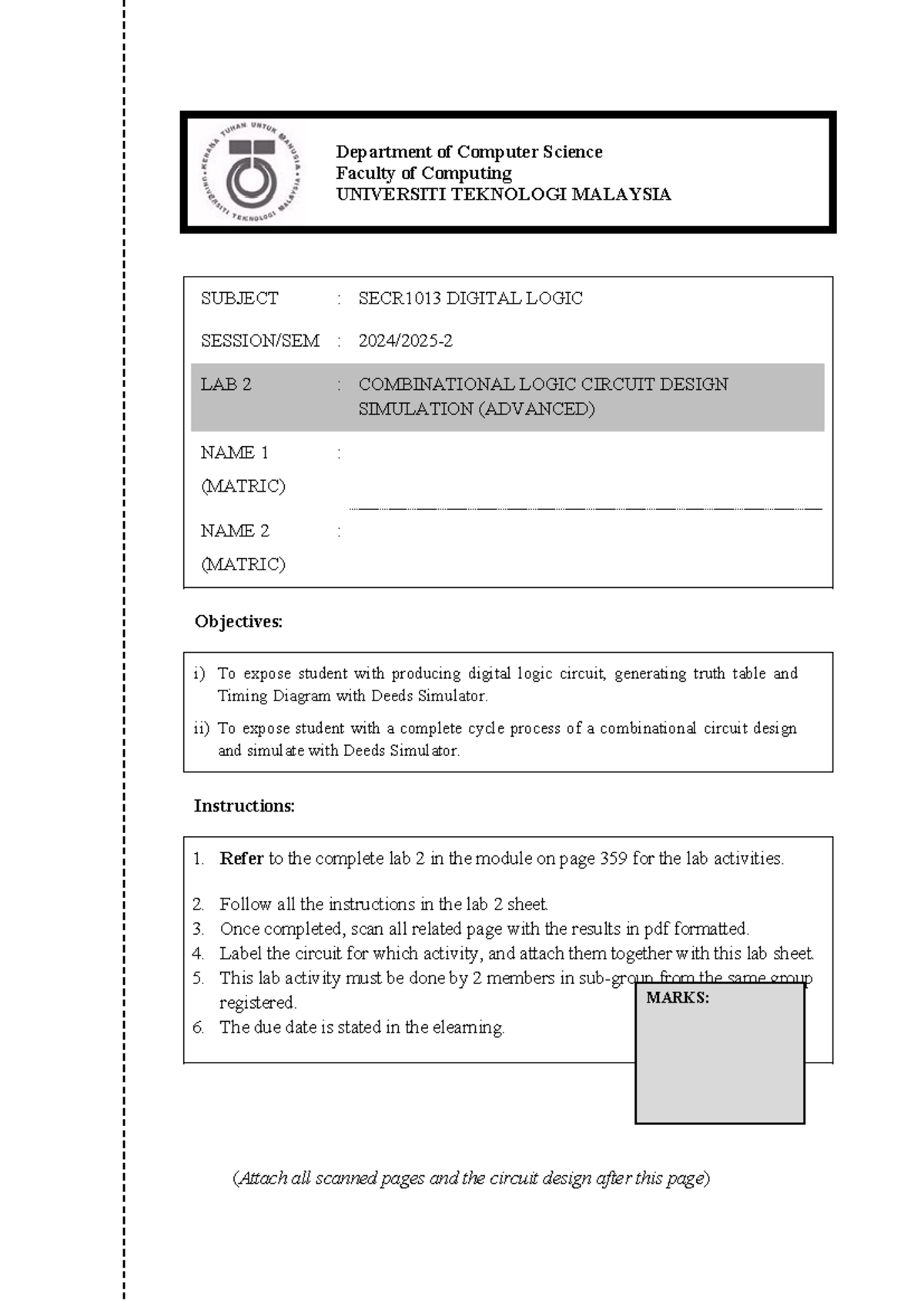 SECR1013 Lab 2: Combinational Logic Circuit Design Simulation Guide ...