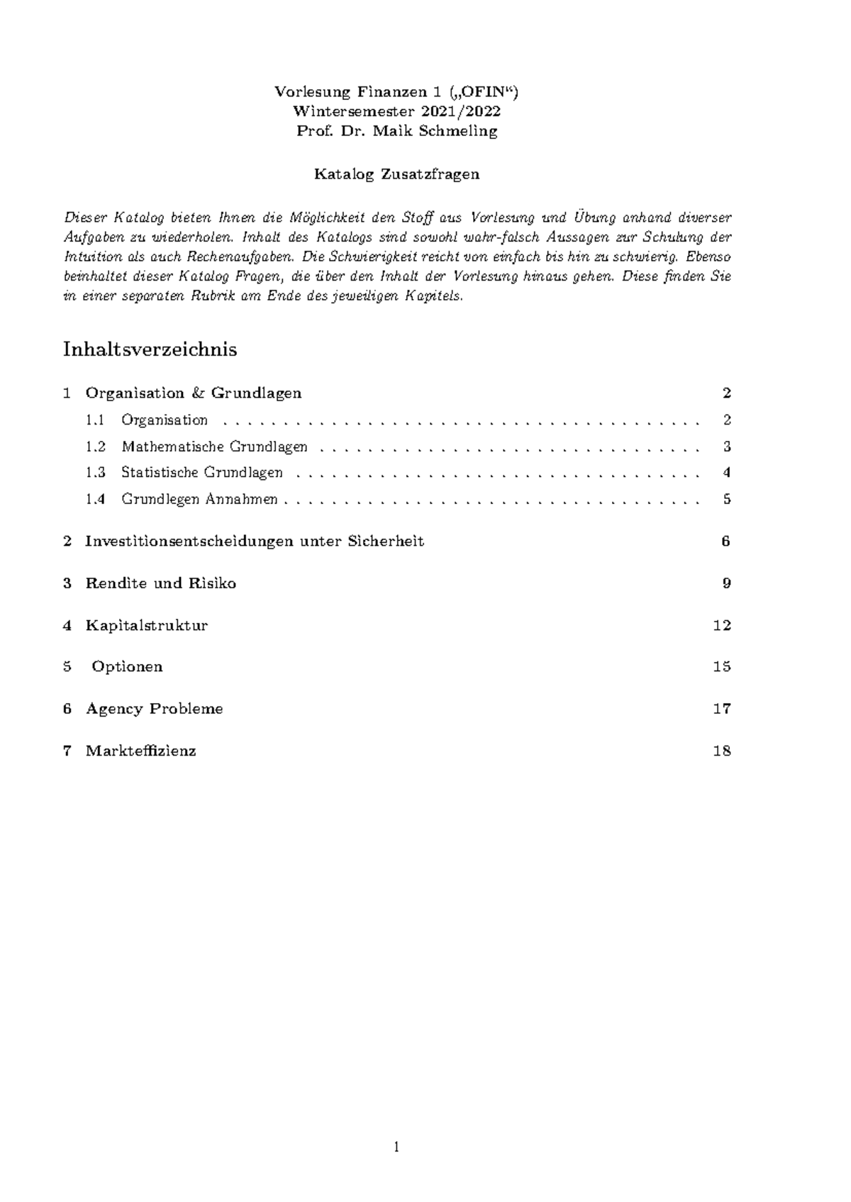 Zusatzfragen zu OFIN WS 2021: Aufgaben und Lösungen zur Vorlesung ...