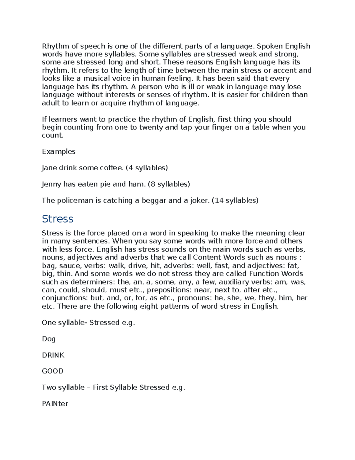 Pronunciation, Intonation, and Rhythm in English Language (ENG 101 ...