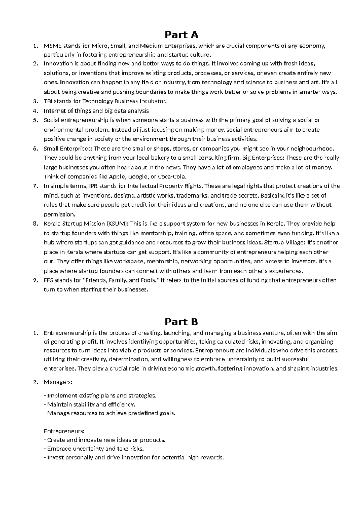 ES Final Exam Model Q&A on Entrepreneurship Concepts - Studocu