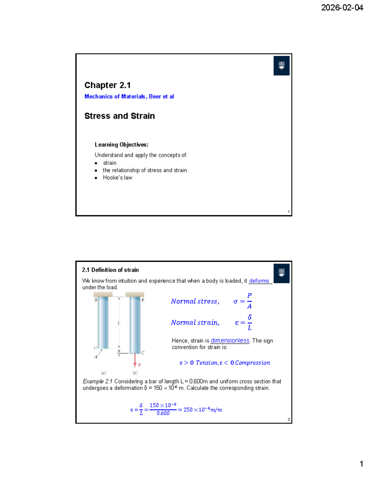 Chapter 2.1 Mechanics of Materials: Stress and Strain Analysis - Studocu