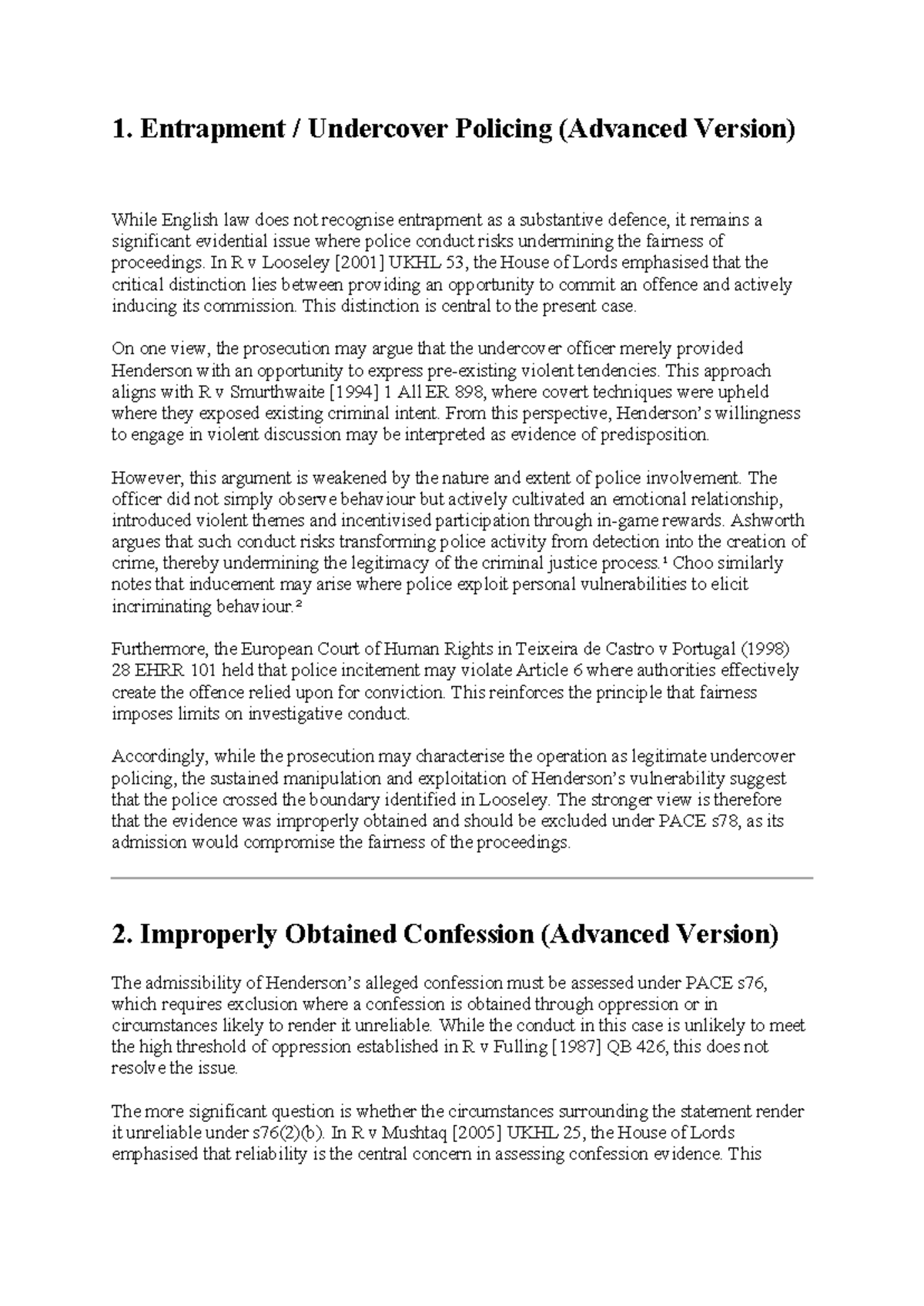 Advanced Legal Analysis: Entrapment, Confessions & Police Safeguards ...