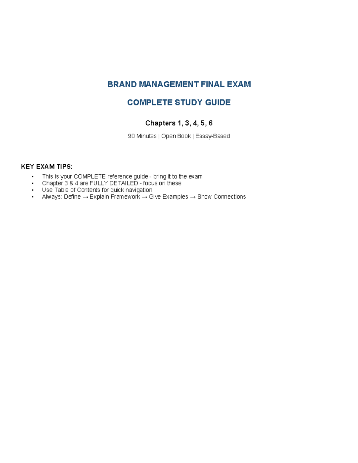 BRAND MANAGEMENT FINAL EXAM STUDY GUIDE: Ch 3 & 4 Insights - Studocu
