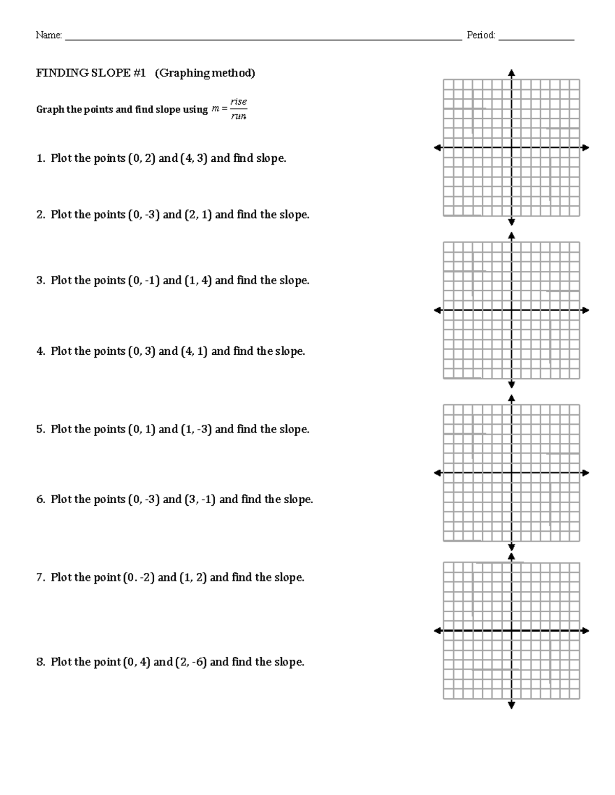 MATH 101: Slope Worksheet 1 & 2 - Graphing Method Exercises - Studocu