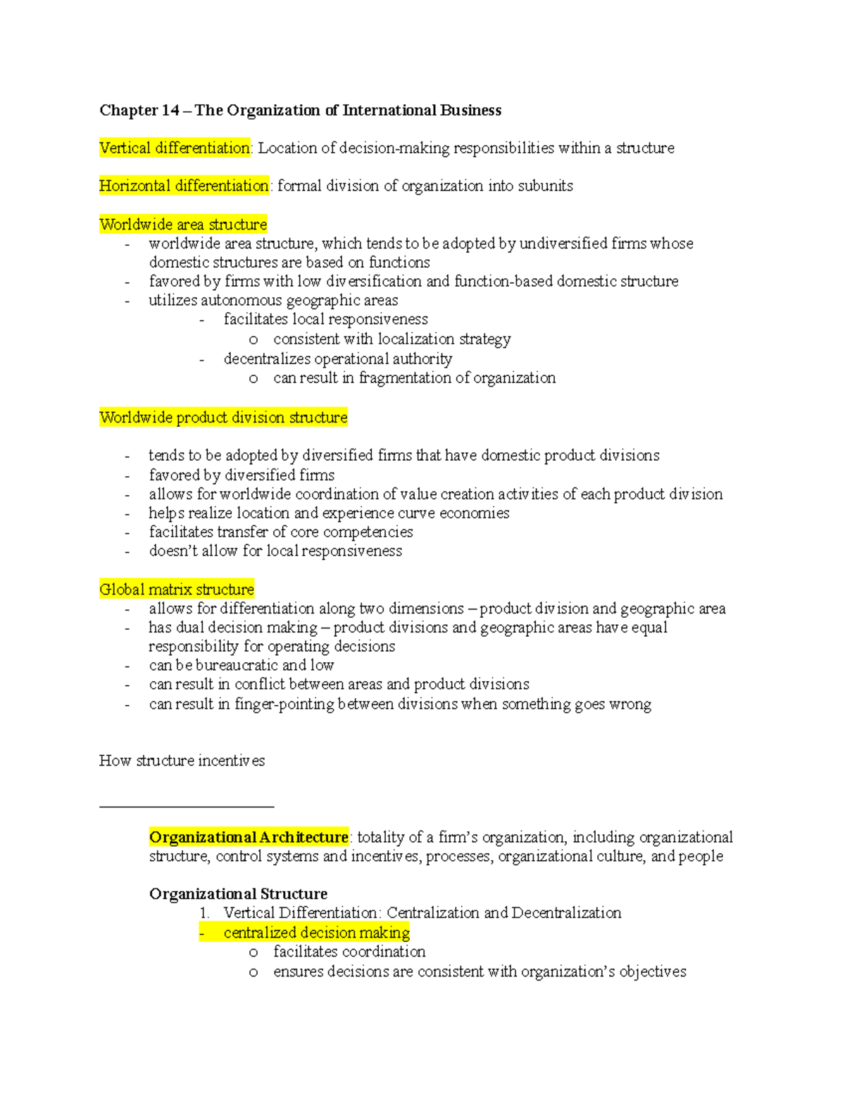International Business (IB101) - Chapter 14 Lecture Notes Summary - Studocu