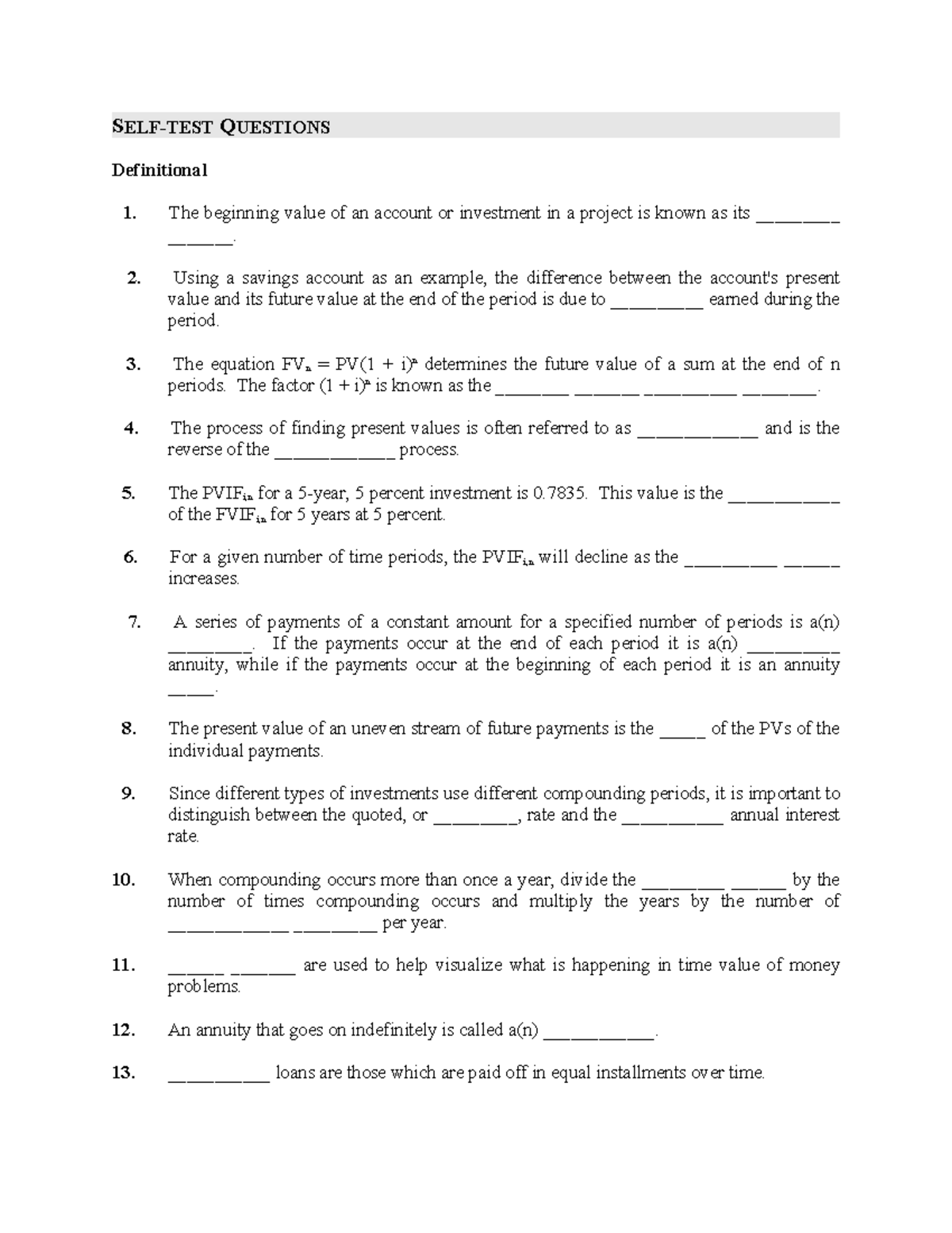 Practice Questions on Time Value of Money (024808) - Studocu