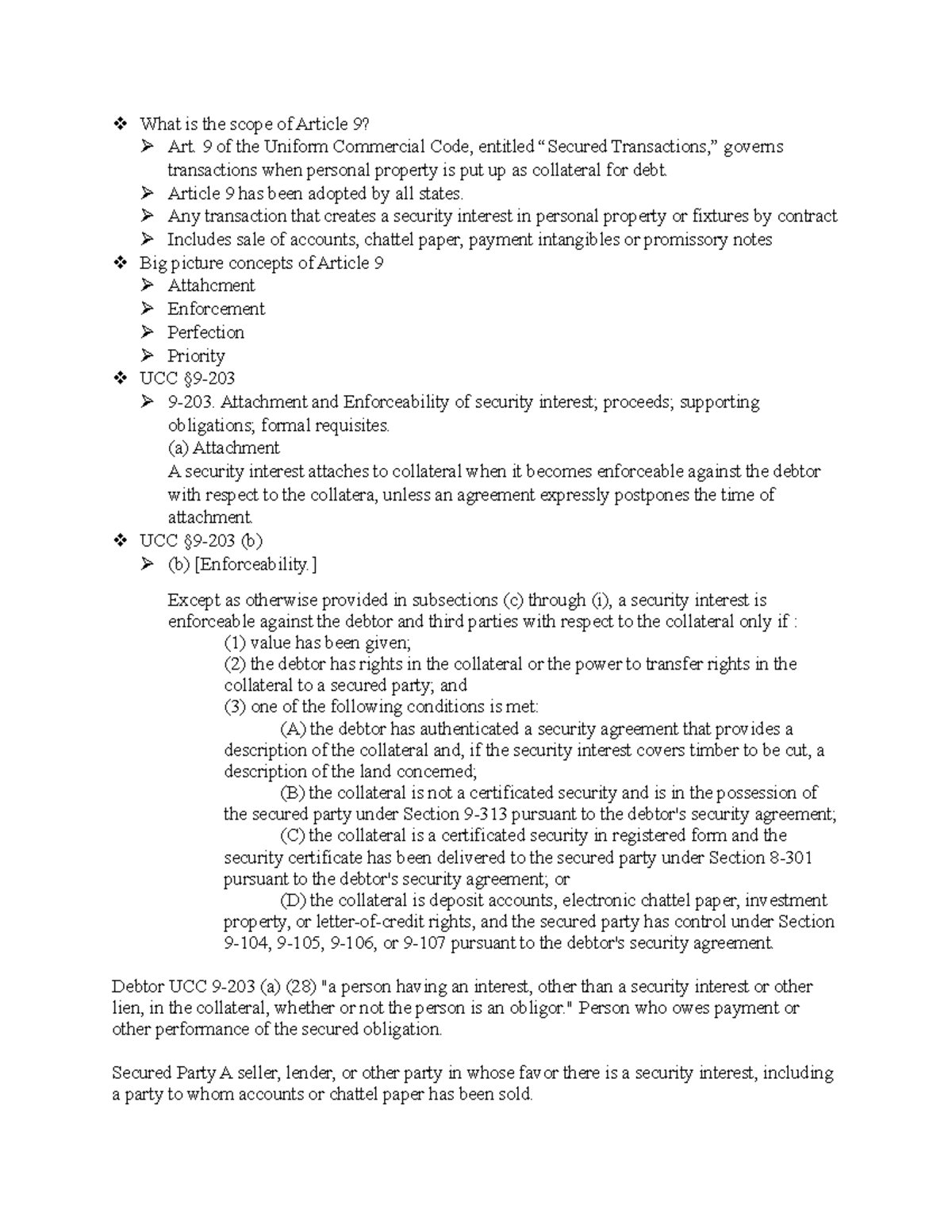 What is the scope of Article 9 - 9 of the Uniform Commercial Code ...