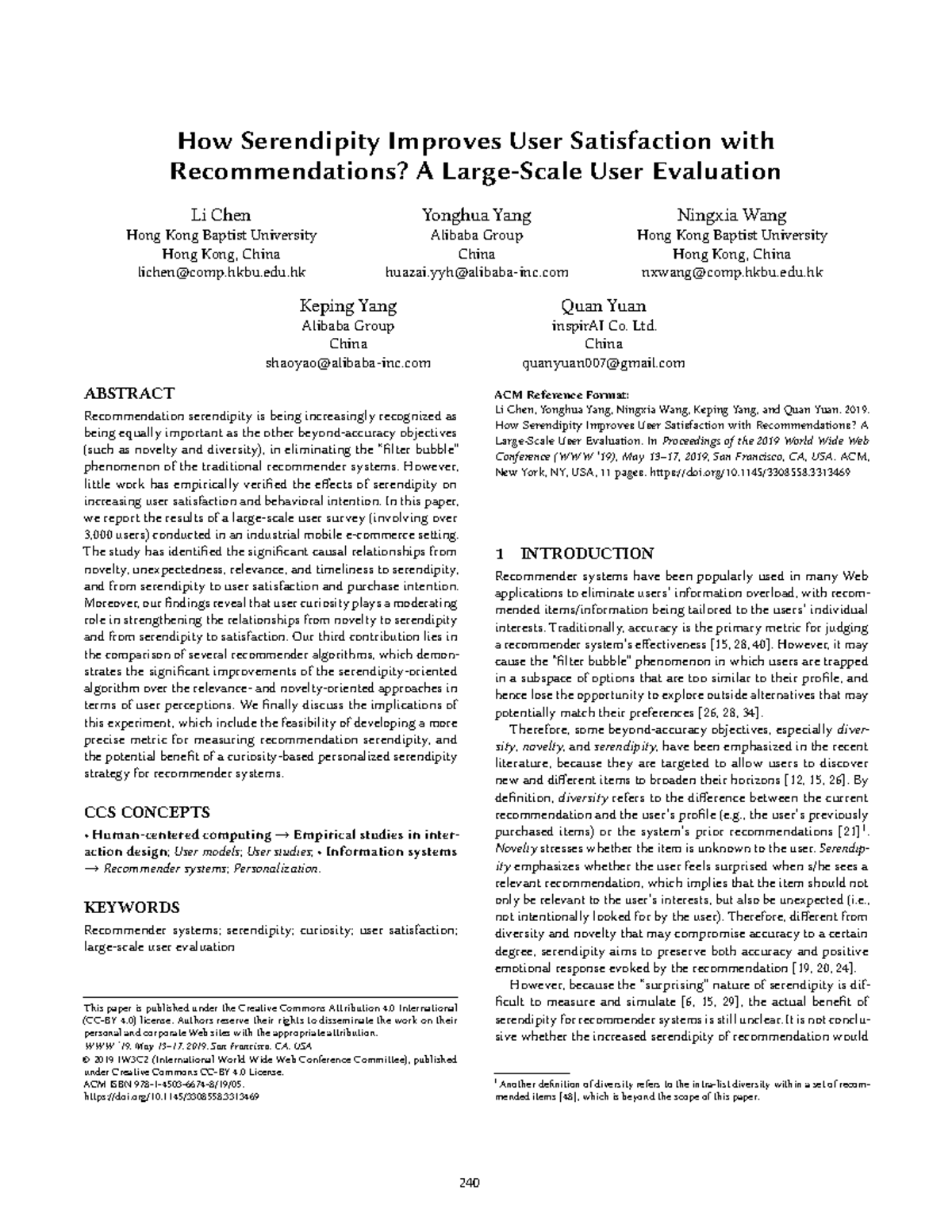 User Satisfaction in Recommender Systems: A Study on Serendipity - Studocu