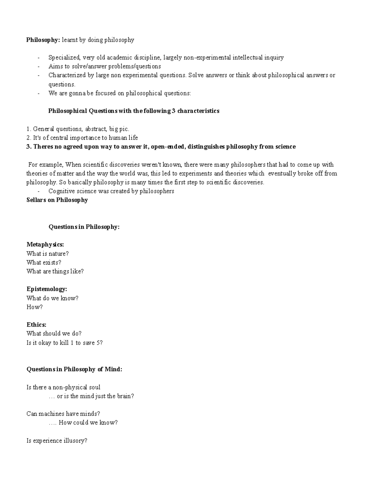 Philosophy Notes: Exploring Fundamental Questions and Theories - Studocu