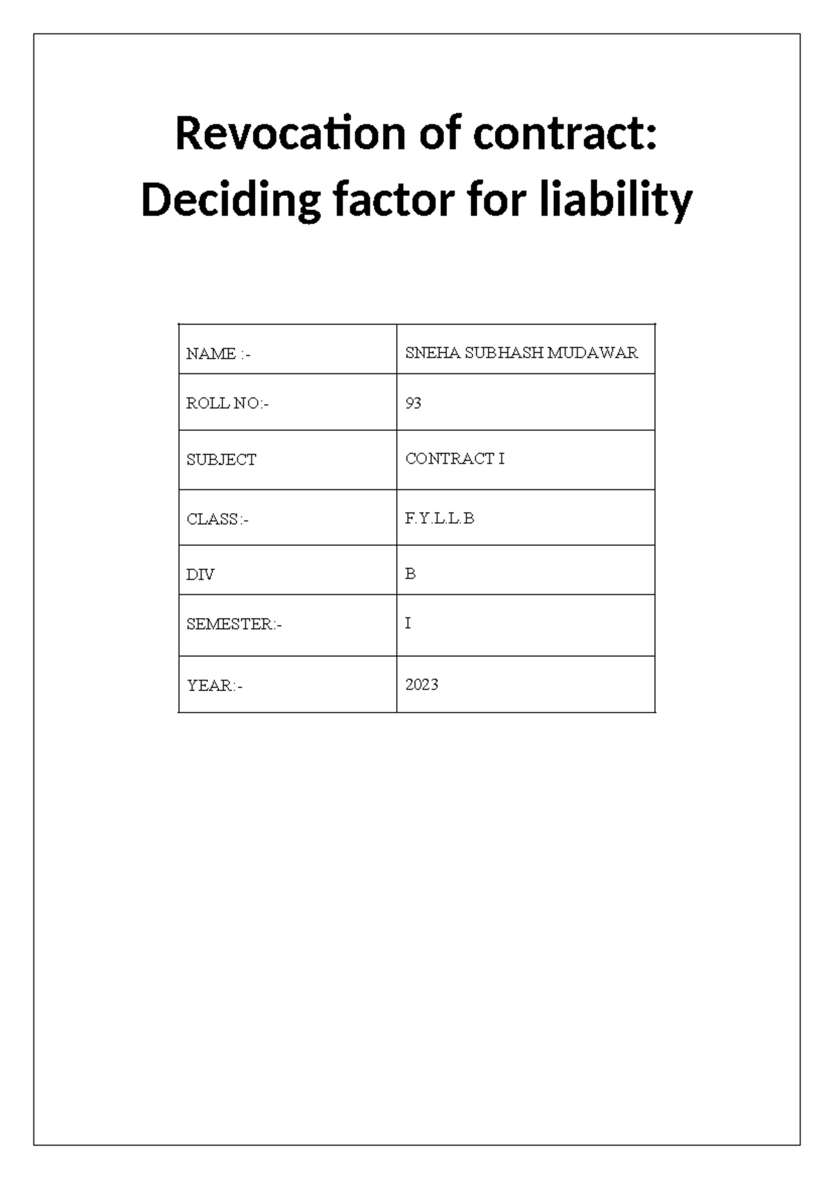 Revocation of Contract: Key Factors in Liability - Contract I F.Y.L.L.B ...