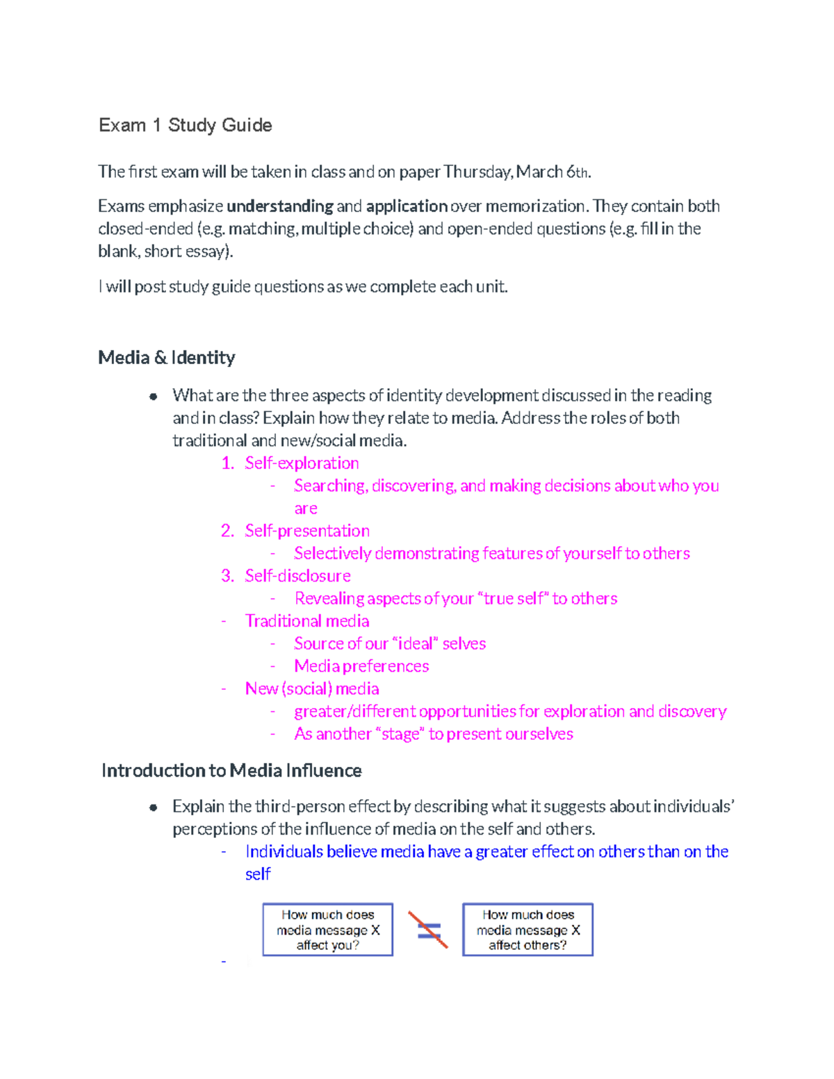 Media Comm 3310 Exam 1 - exam 1 study guide - Exam 1 Study Guide The ...