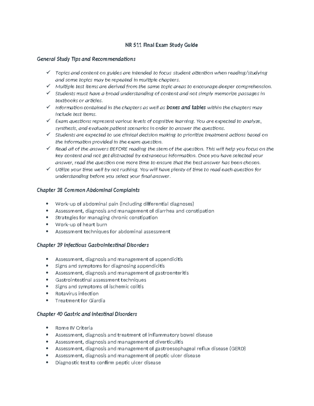 Mar2025 NR 511 Final Exam Study Guide: Key Topics & Strategies - Studocu