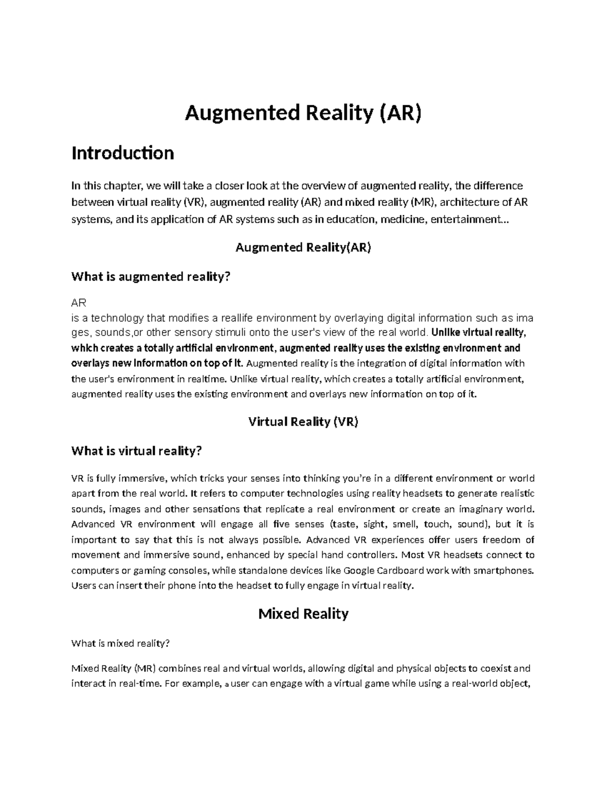 Augmented Reality (AR) Overview: Concepts, Applications & Differences ...