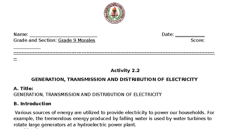 Grade 9 Science: Generation, Transmission & Distribution of Electricity ...