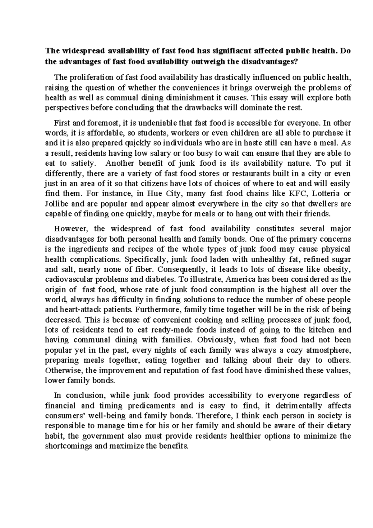 The Impact of Fast Food Availability on Public Health: Pros and Cons ...
