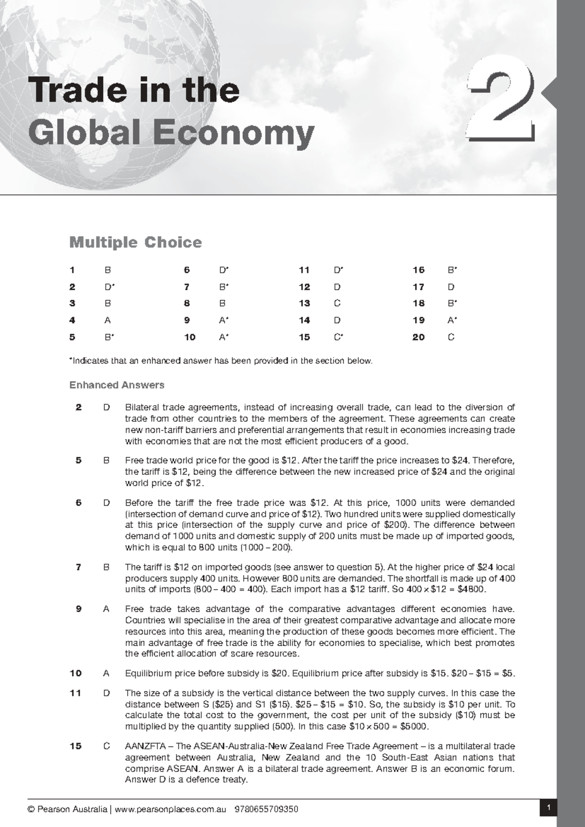 AGE 2023 Workbook Chapter 2: Trade in the global economy answers - Studocu